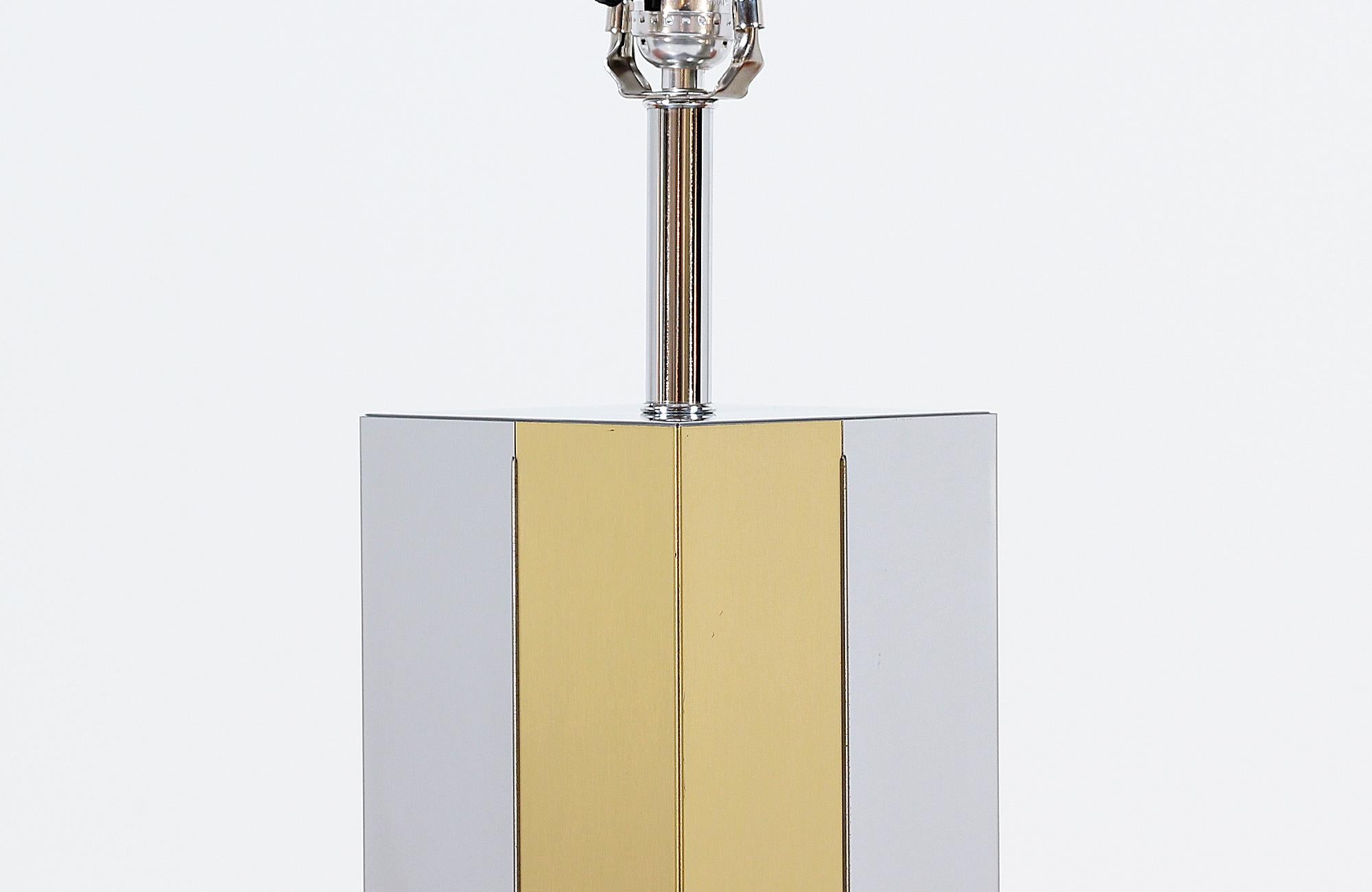 Mid-Century Modern Chrome and Brass Table Lamp In Excellent Condition In Los Angeles, CA