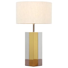 Mid-Century Modern Chrome and Brass Table Lamp
