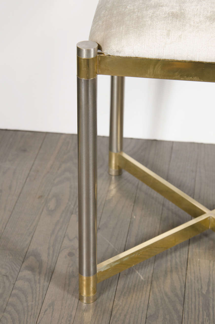 Americano Sgabello a forma di X in ottone e cromo della modernità di metà secolo alla maniera di Karl Springer in vendita