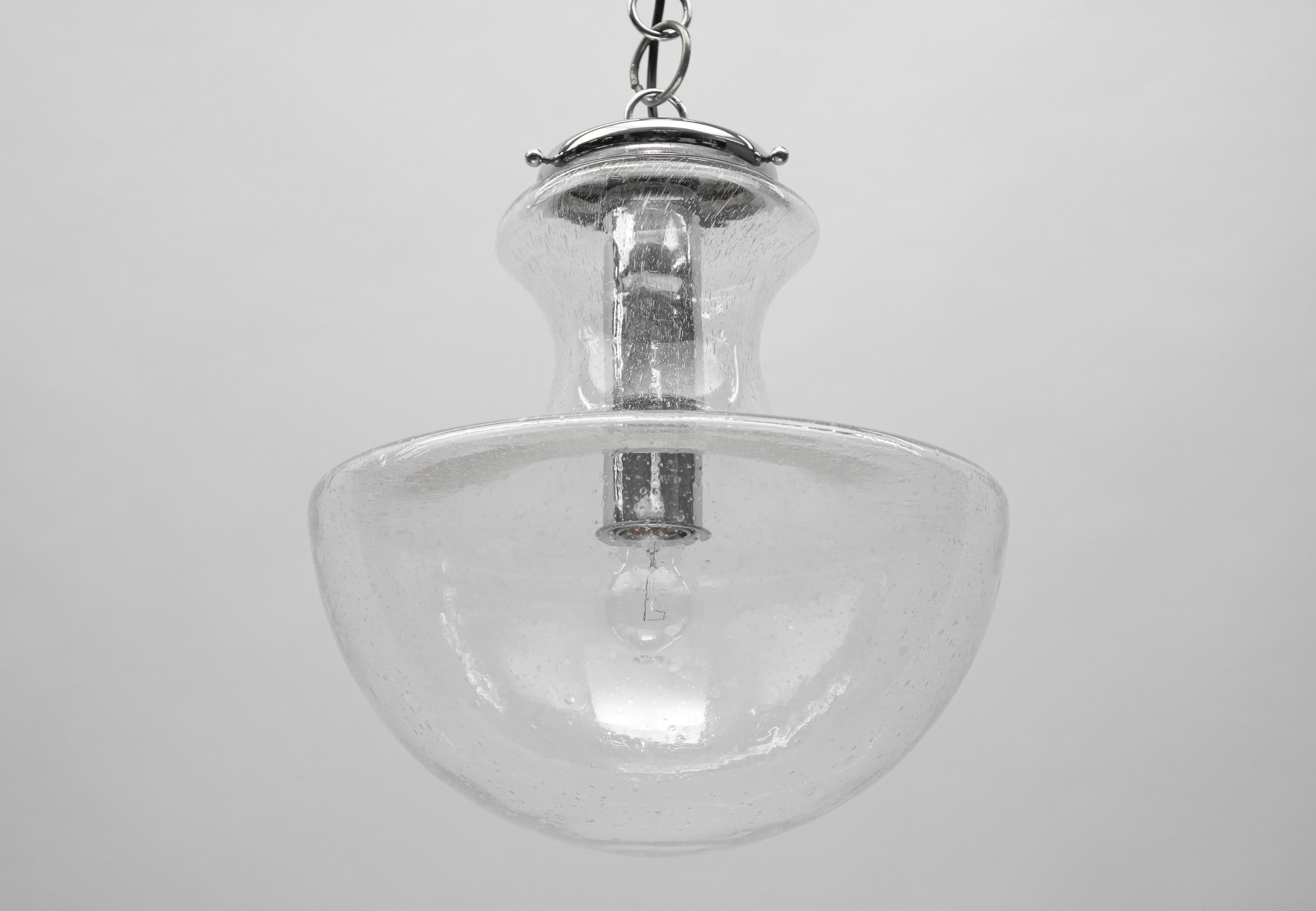 Mid-20th Century Mid Century Modern Chrome & Bubble Glass Pendant Lamp, 1960s Germany For Sale