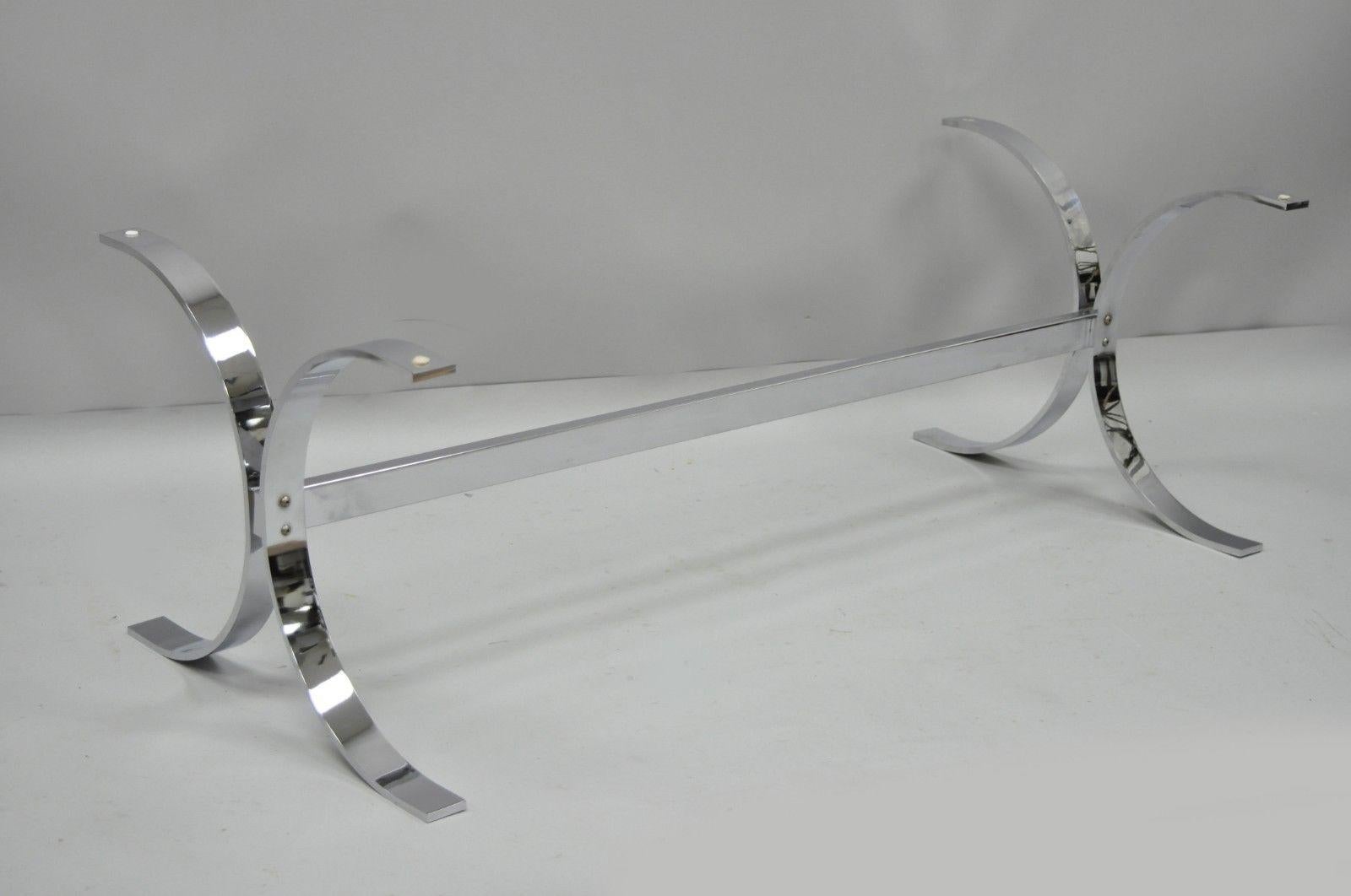 Mid-Century Modern Chrome Butterfly Base Glass Top Coffee Table Baughman Style 5
