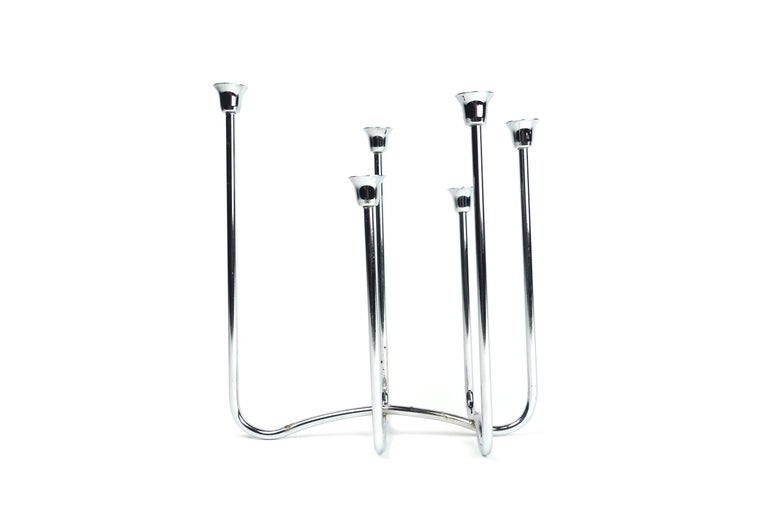 MidCentury Modern Chrome Candle Holder at 1stDibs