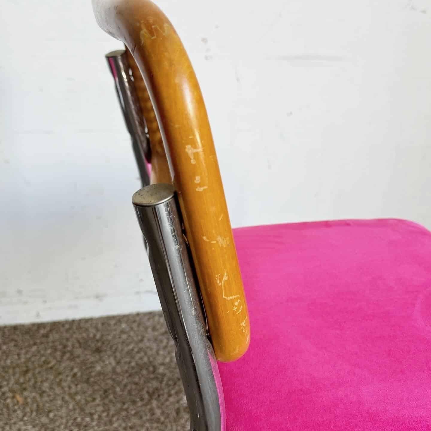 Mid Century Modern Chrome Cane and Pink Cantilever Dining Chairs - a Pair 4