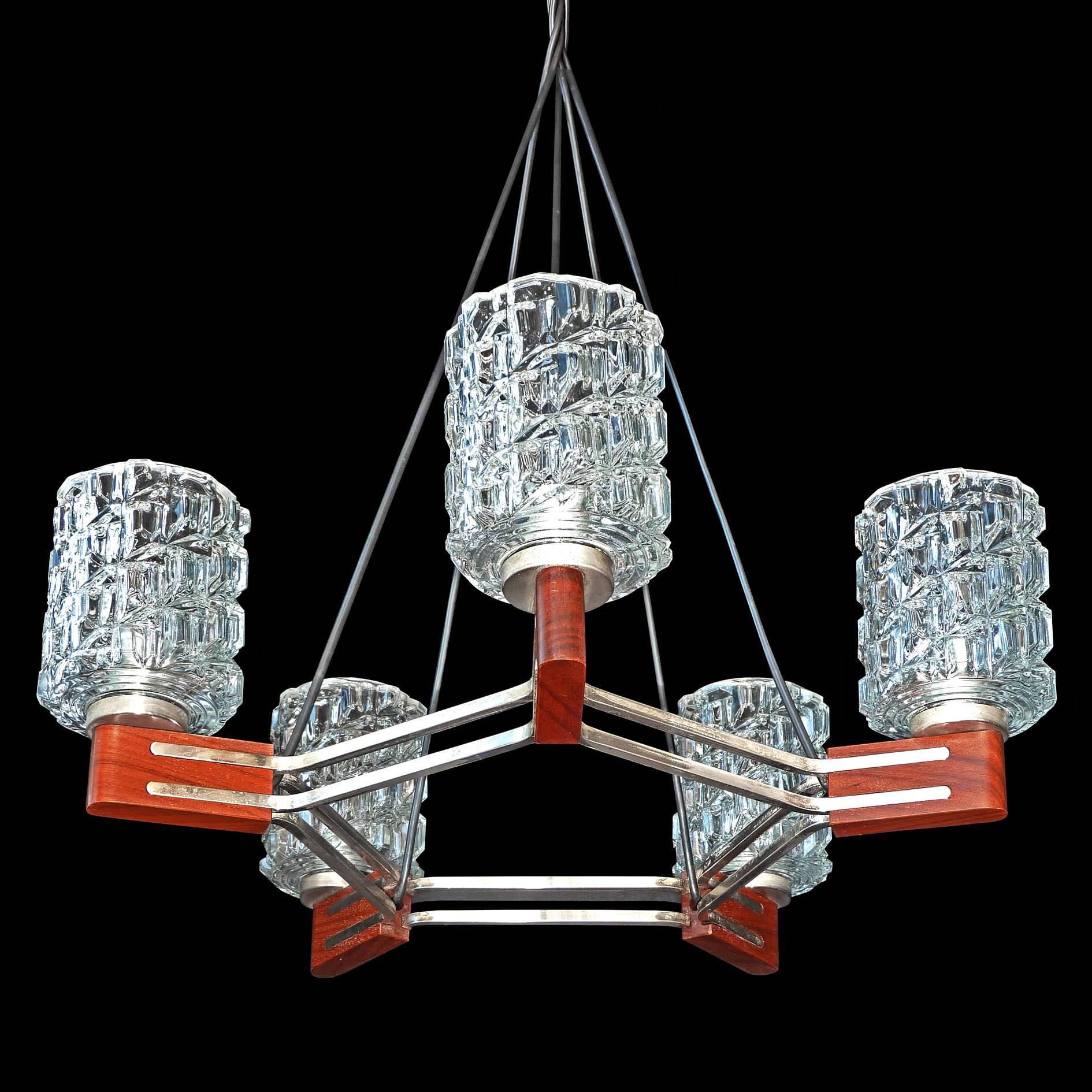 mid century modern wood chandelier