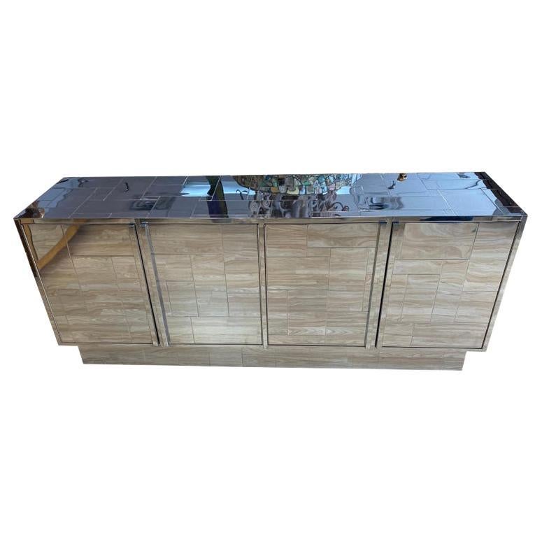 Mid-Century Modern Chrome "Cityscape" Credenza by Paul Evans
