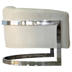 Mid Century Modern Chrome Club Chair in Faux Alligator Hide