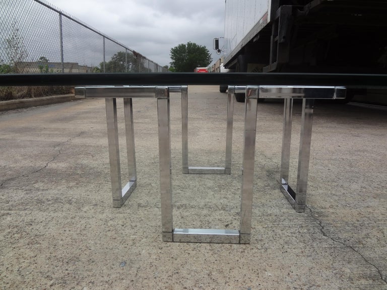 Mid-Century Modern Chrome Coffee Table After Milo Baughman In Good Condition For Sale In Houston, TX