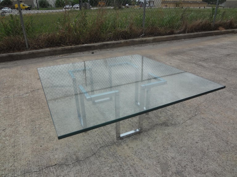 Mid-Century Modern Chrome Coffee Table After Milo Baughman For Sale 3