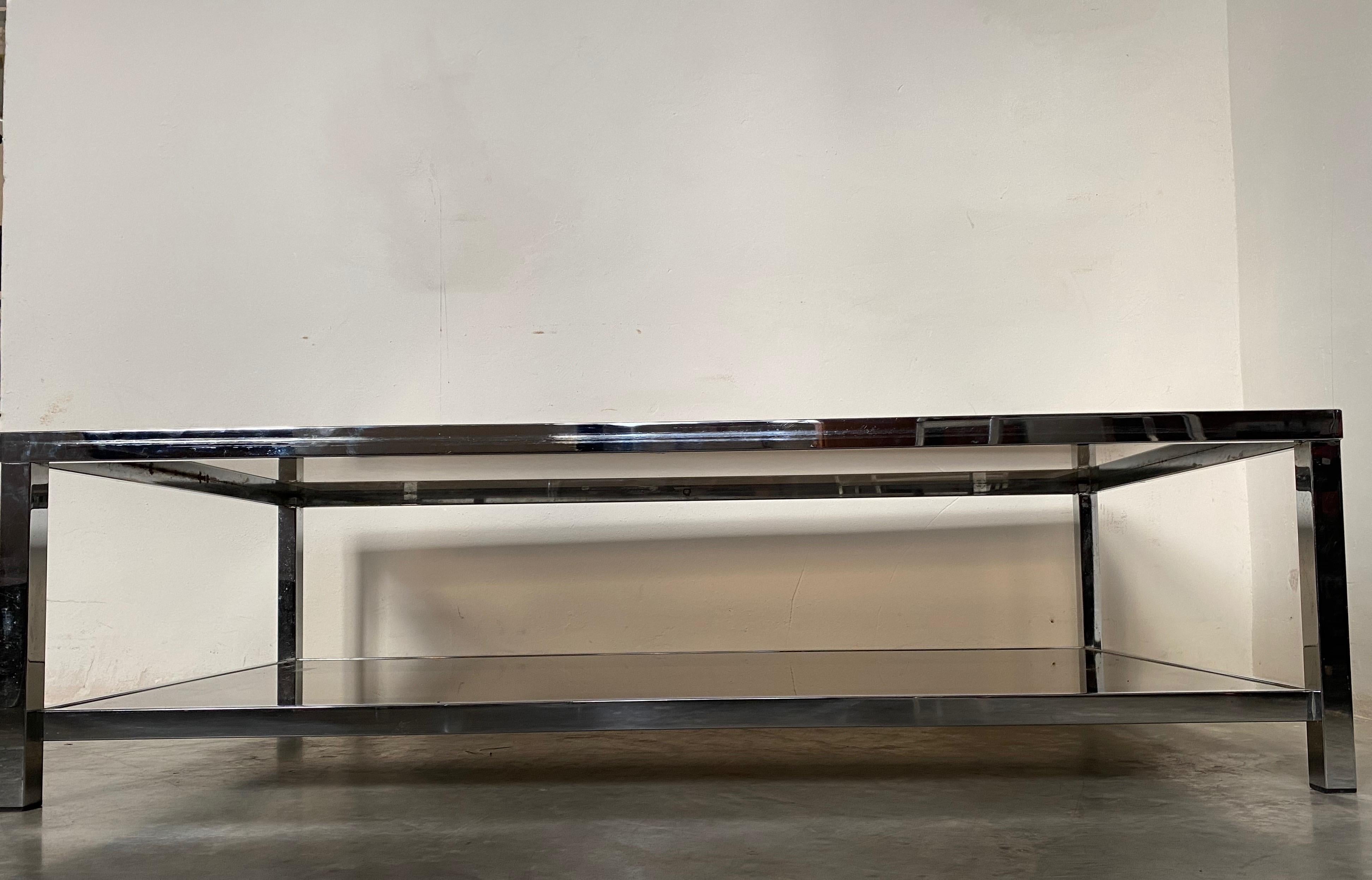 Fin du 20e siècle Table basse chromée mi-siècle moderne par Belgo Chrome, Belgique, années 1980 en vente