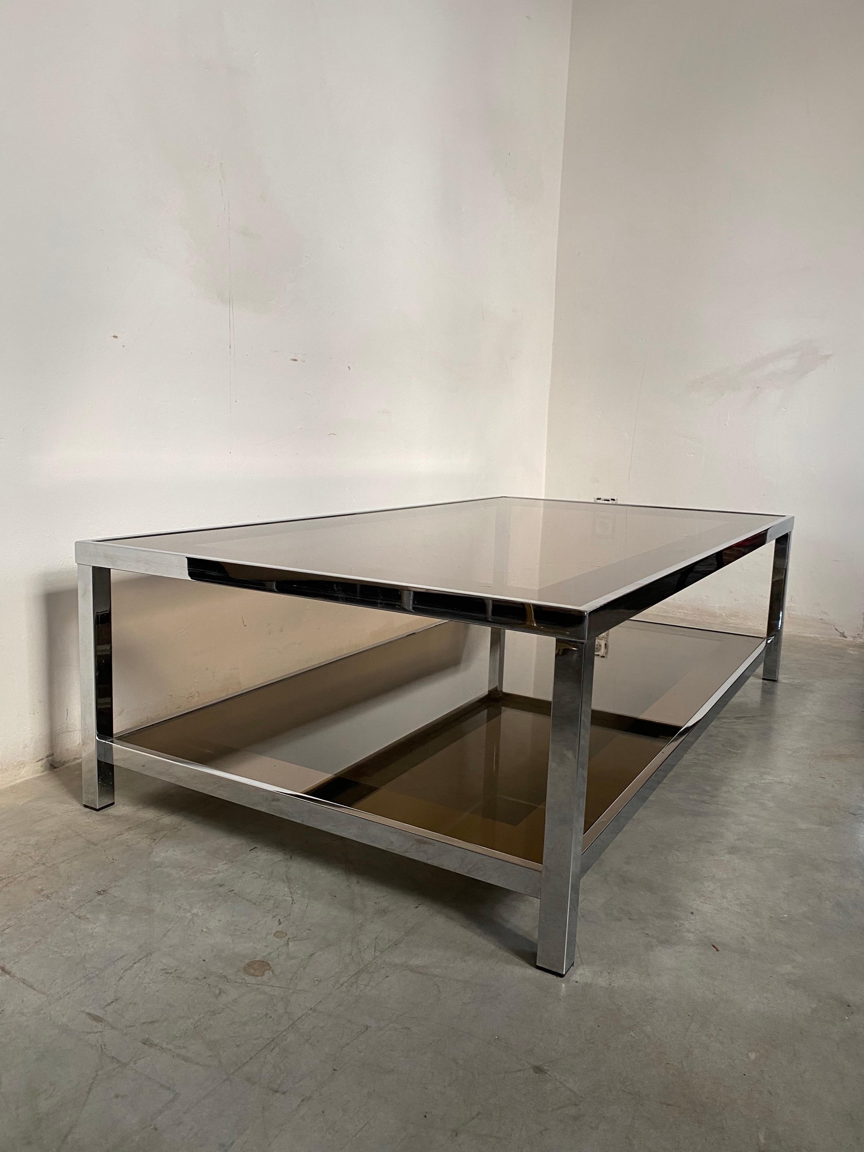Métal Table basse chromée mi-siècle moderne par Belgo Chrome, Belgique, années 1980 en vente