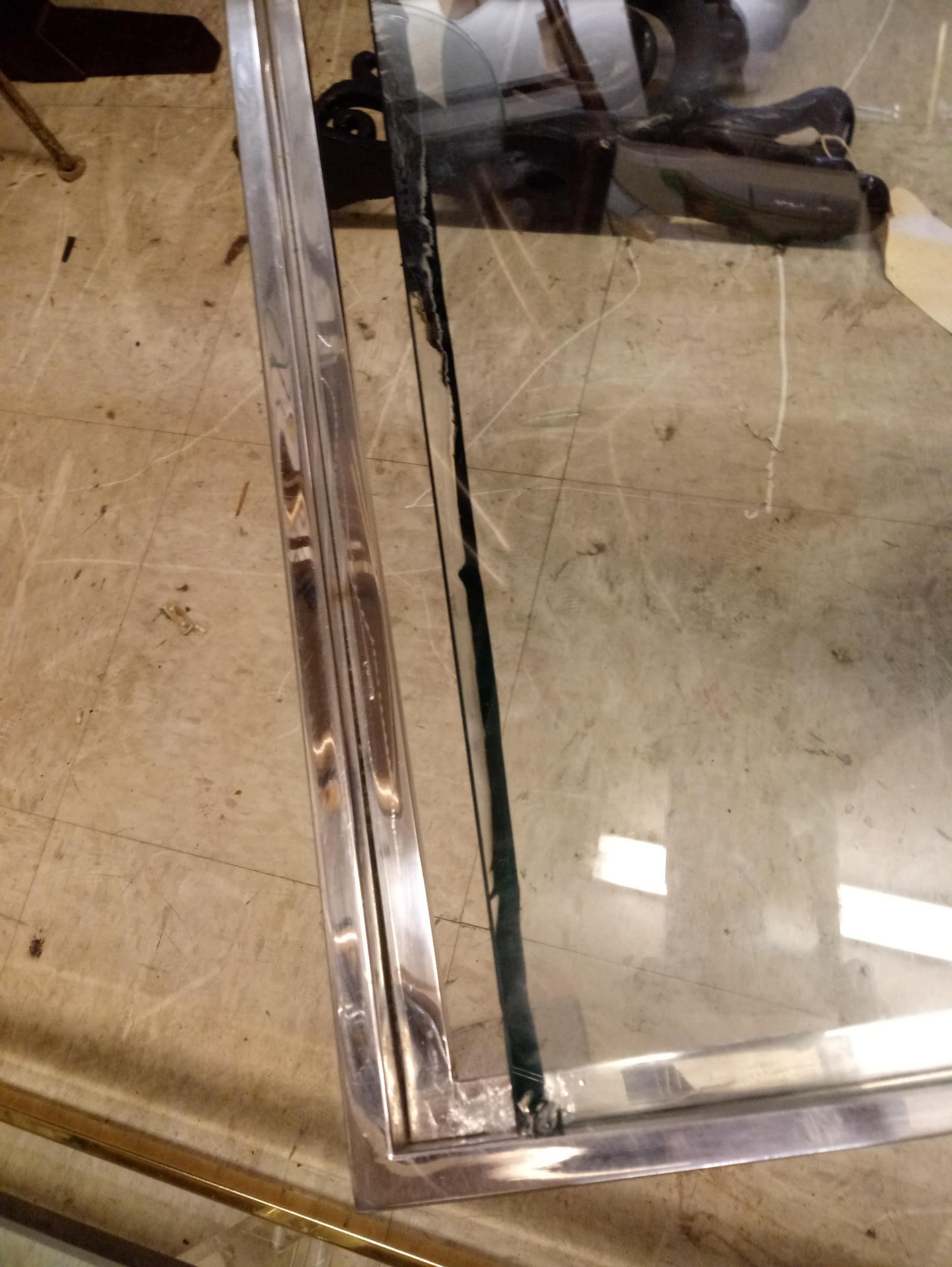 Glass Mid-Century Modern Chrome Coffee Table For Sale