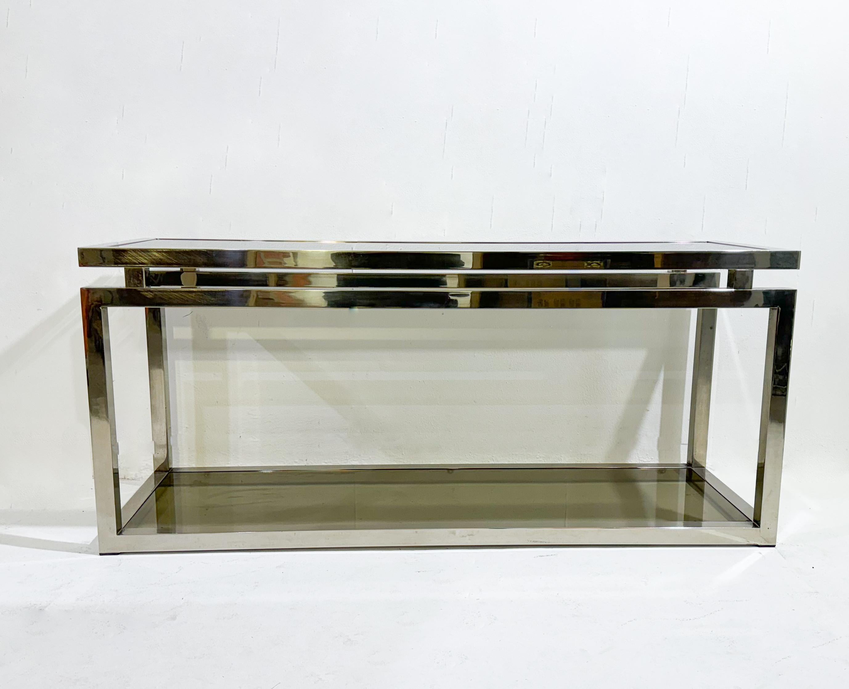 Mid-Century Modern Chrome Console, 1970s In Good Condition For Sale In Brussels, BE
