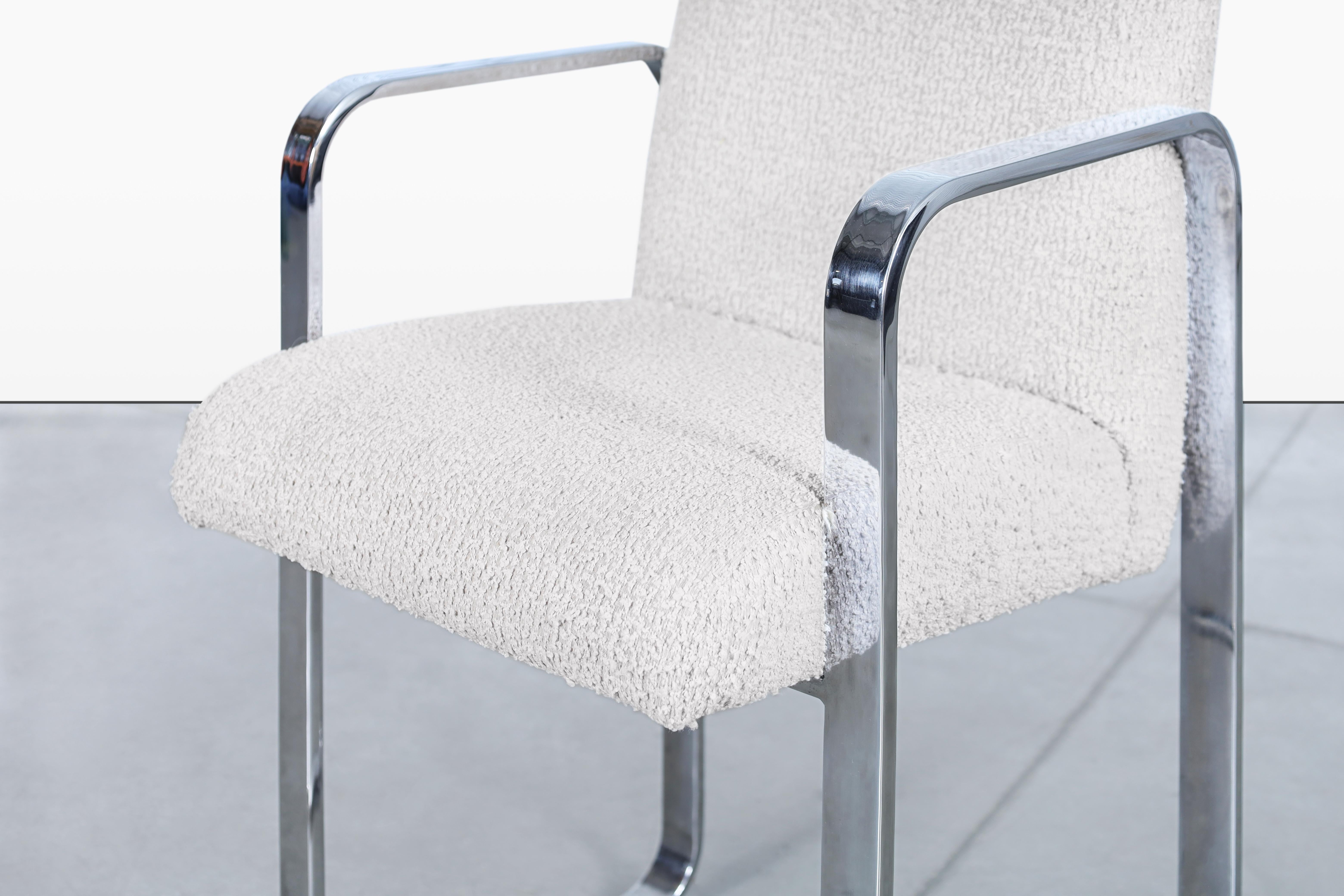 Fabric Mid-Century Modern Chrome Counter Stools For Sale