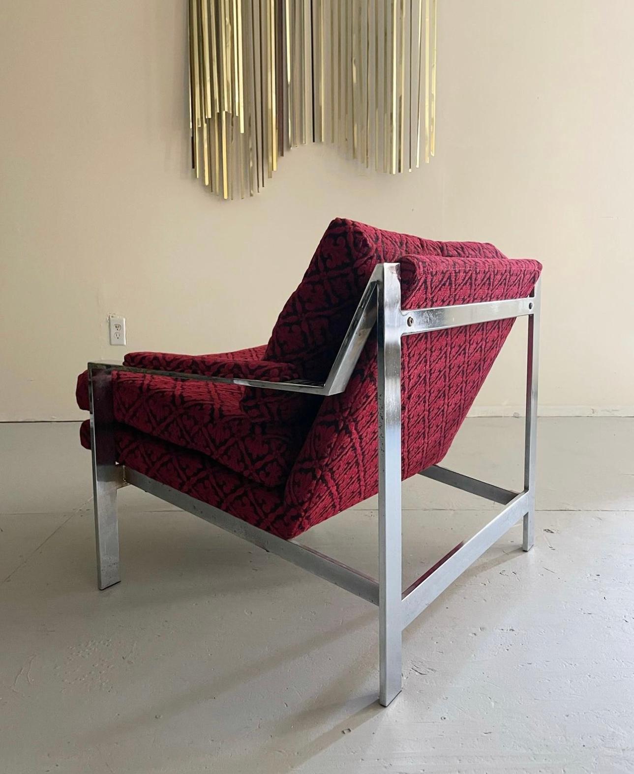 Unknown Mid-Century Modern Chrome Cube Lounge Chairs Designed by Cy Mann For Sale