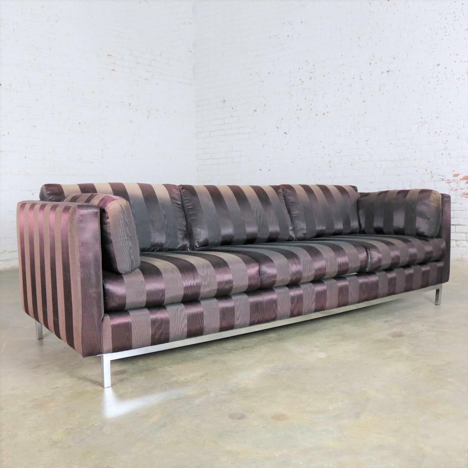 20th Century Mid-Century Modern Chrome Cube Tuxedo Sofa