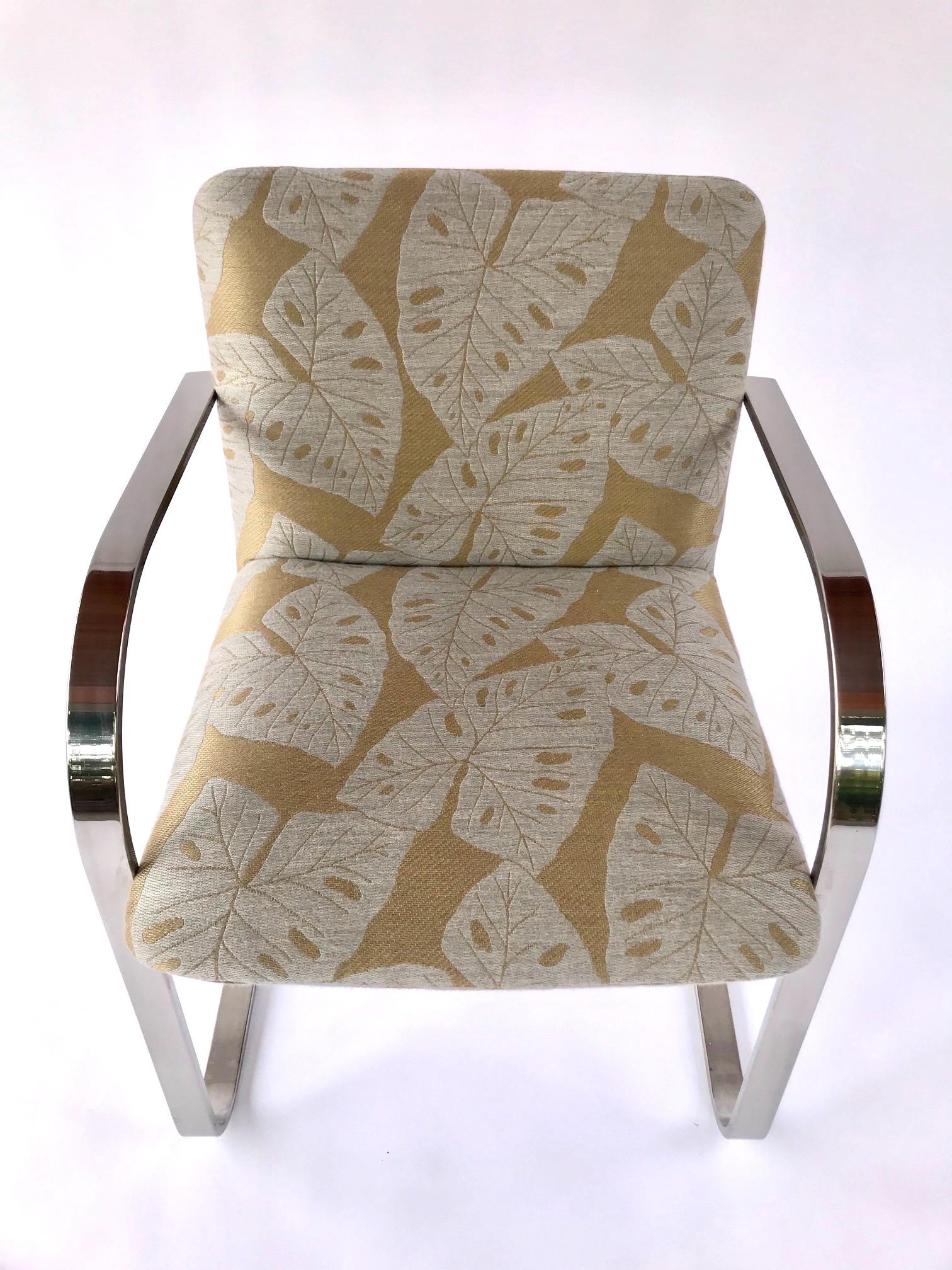 Mid-Century Modern Chrome Desk Chair with Tropical Print by Brueton 1