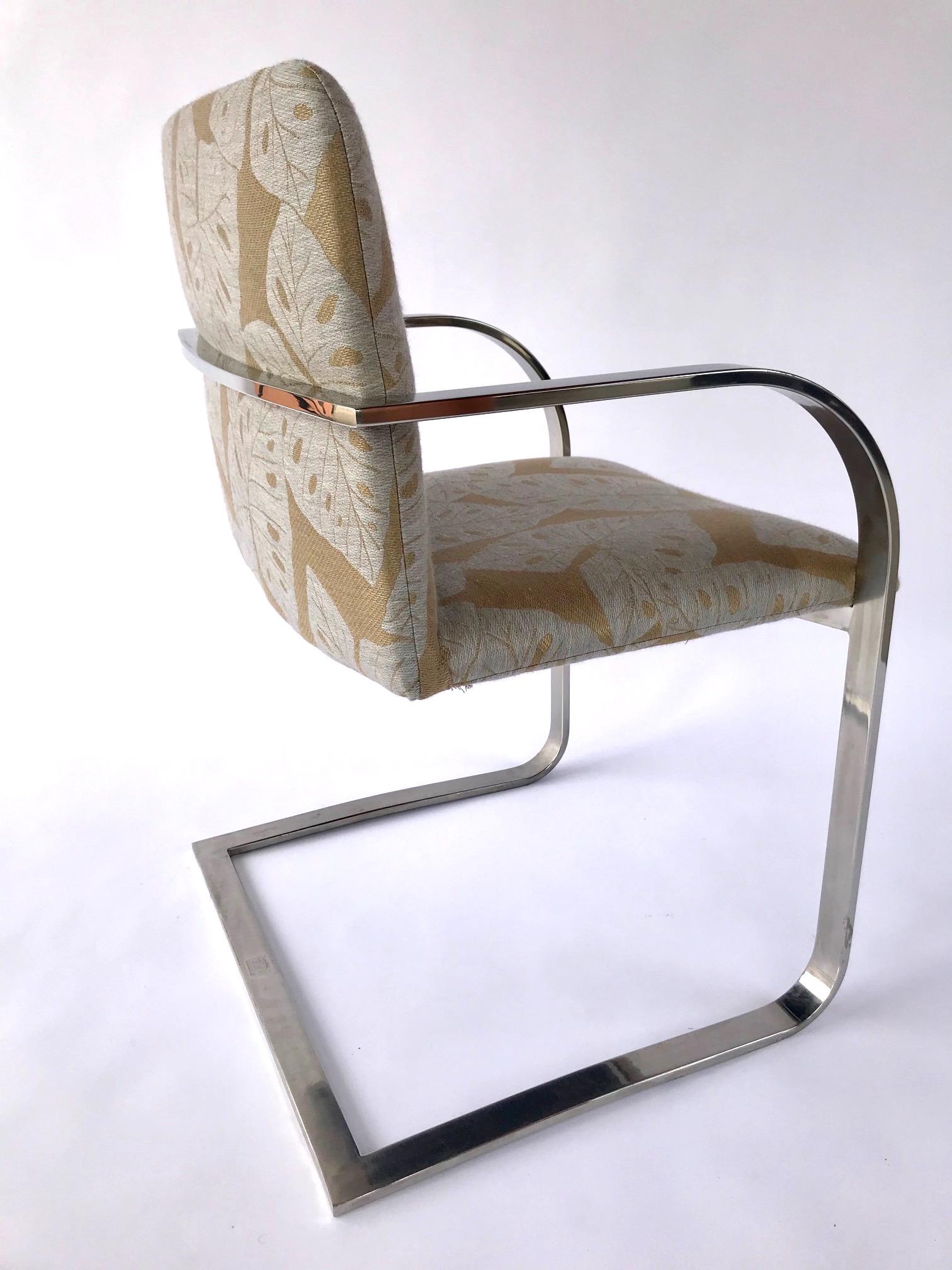 Polished Mid-Century Modern Chrome Desk Chair with Tropical Print by Brueton