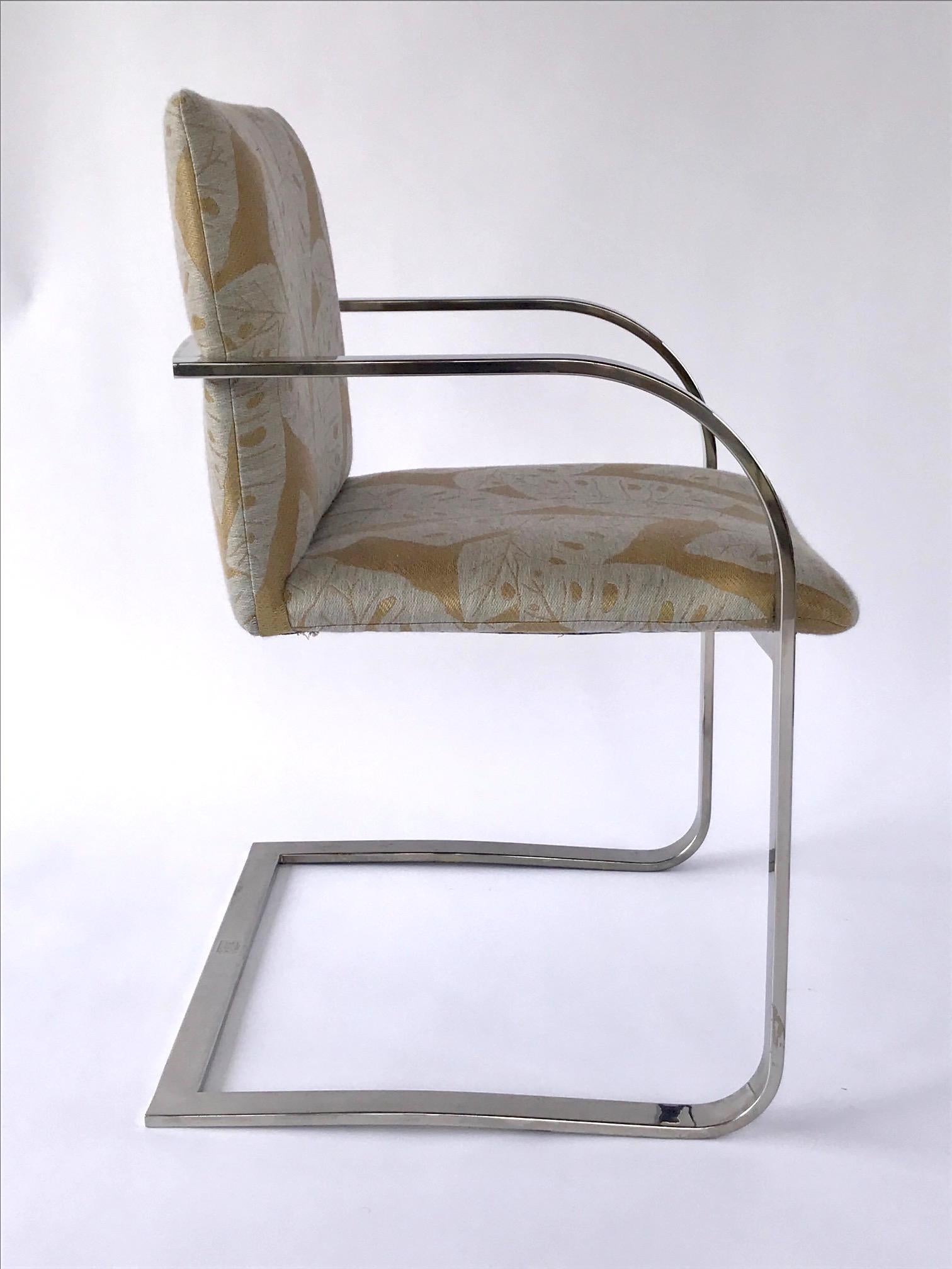 Mid-Century Modern Chrome Desk Chair with Tropical Print by Brueton In Good Condition In Fort Lauderdale, FL