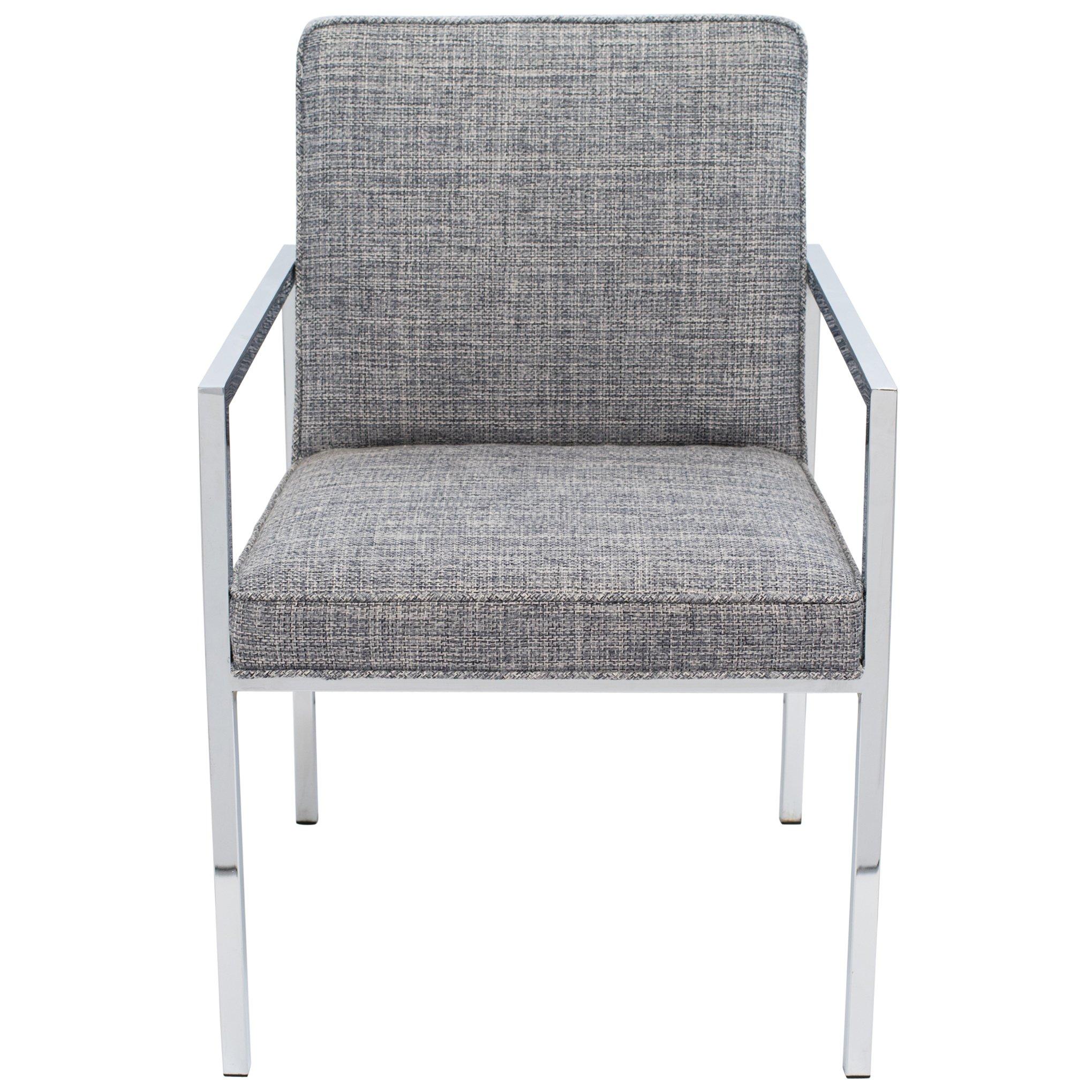 Mid-Century Modern Chrome Desk Chair with Woven Upholstery, c. 1970's Moderno de mediados de siglo en venta