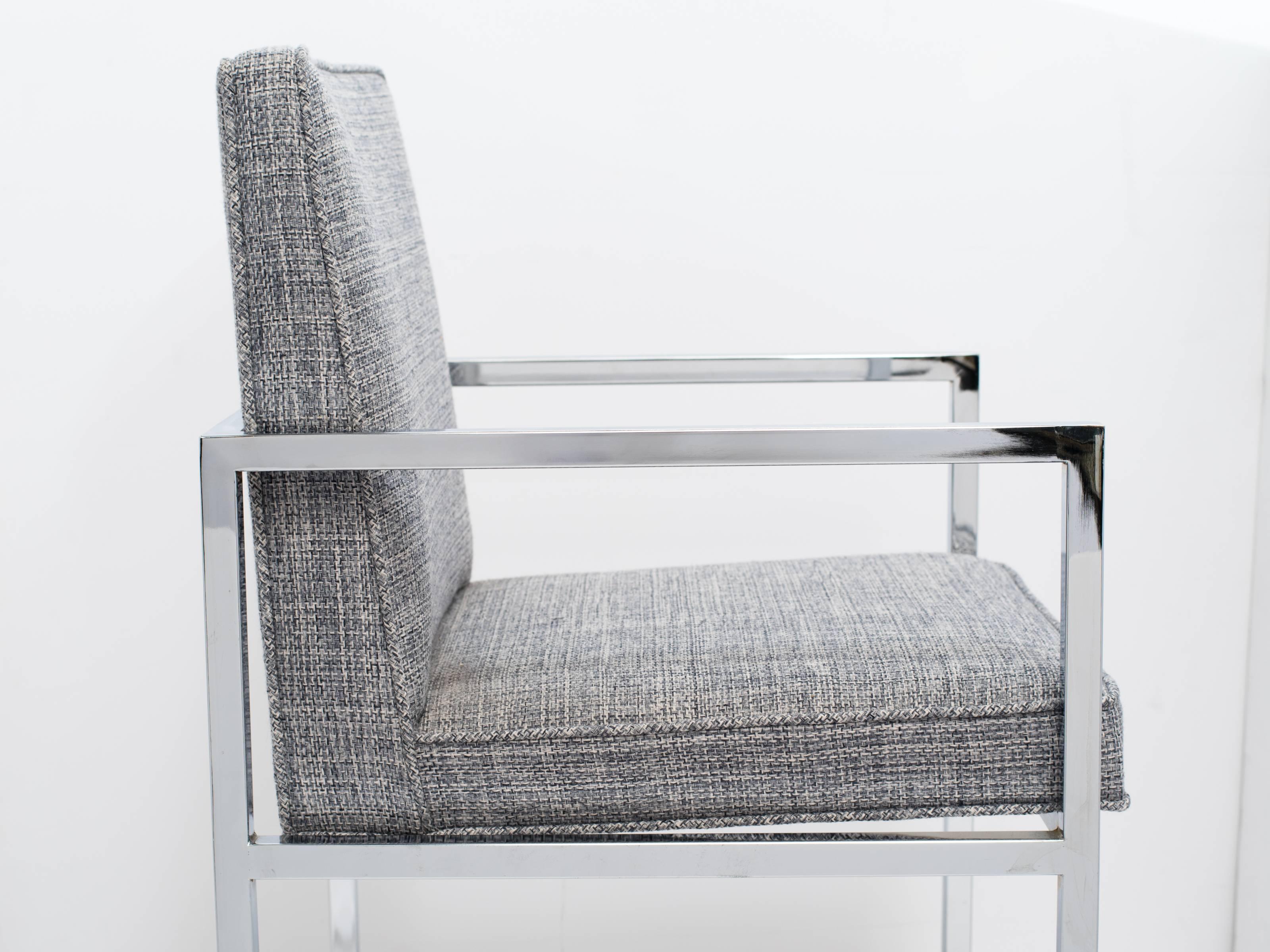 Late 20th Century Mid-Century Modern Chrome Desk Chair with Woven Upholstery, c. 1970's For Sale