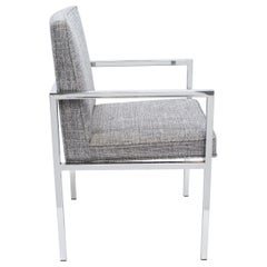 Mid-Century Modern Chrome Desk Chair with Woven Upholstery, c. 1970's