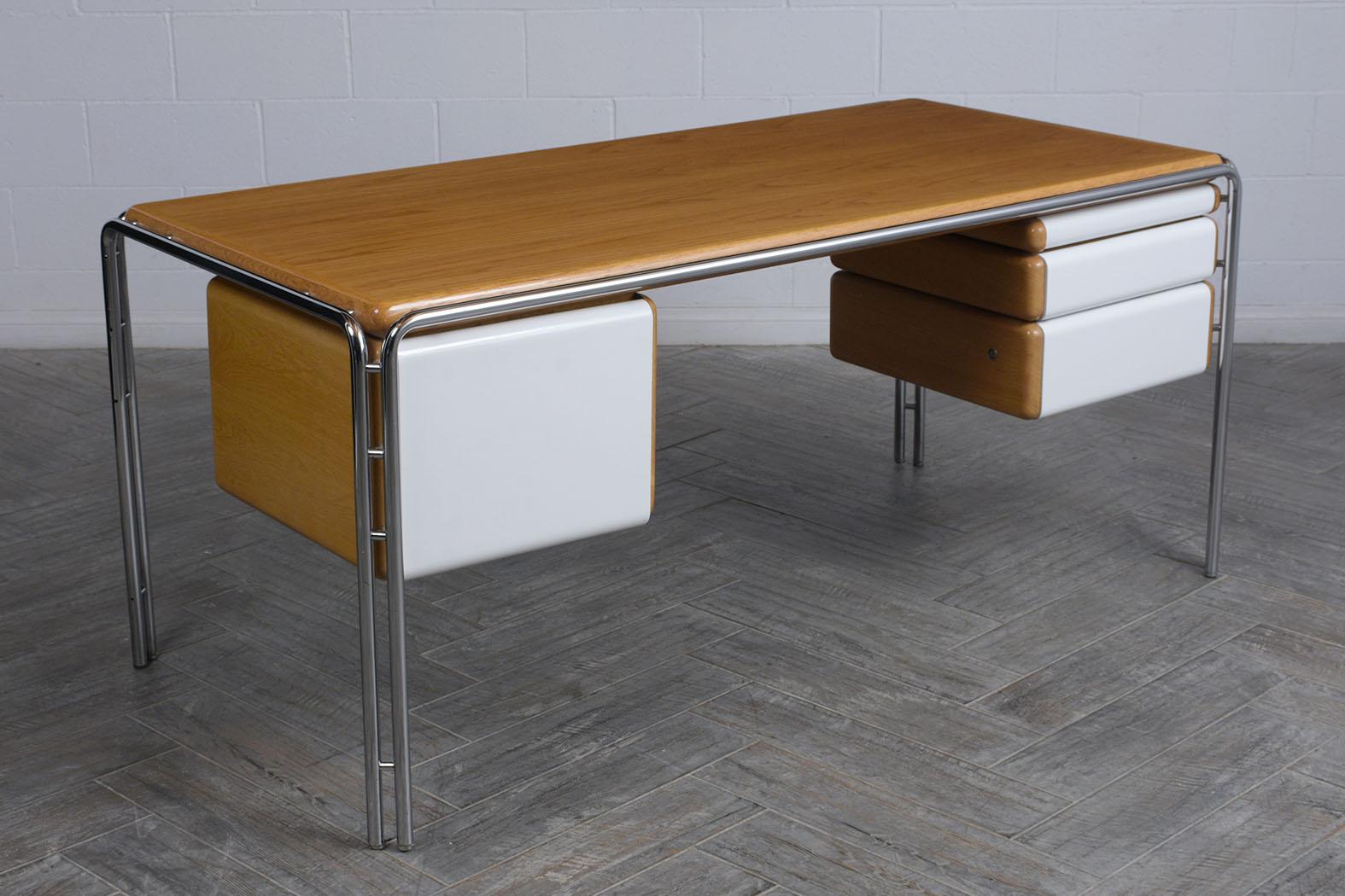 wood and chrome desk