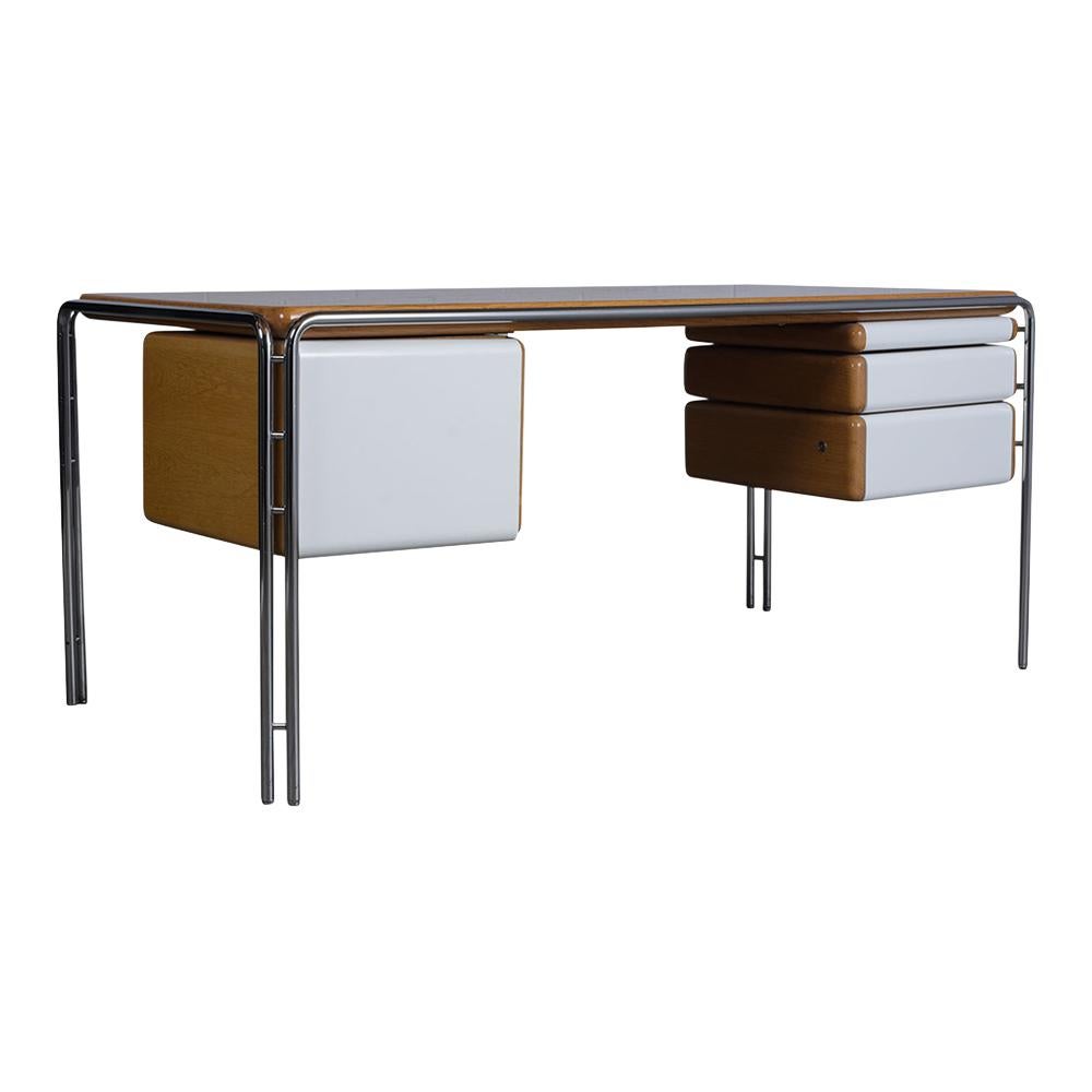 Lacquered Danish Mid Century Modern Chrome Desk