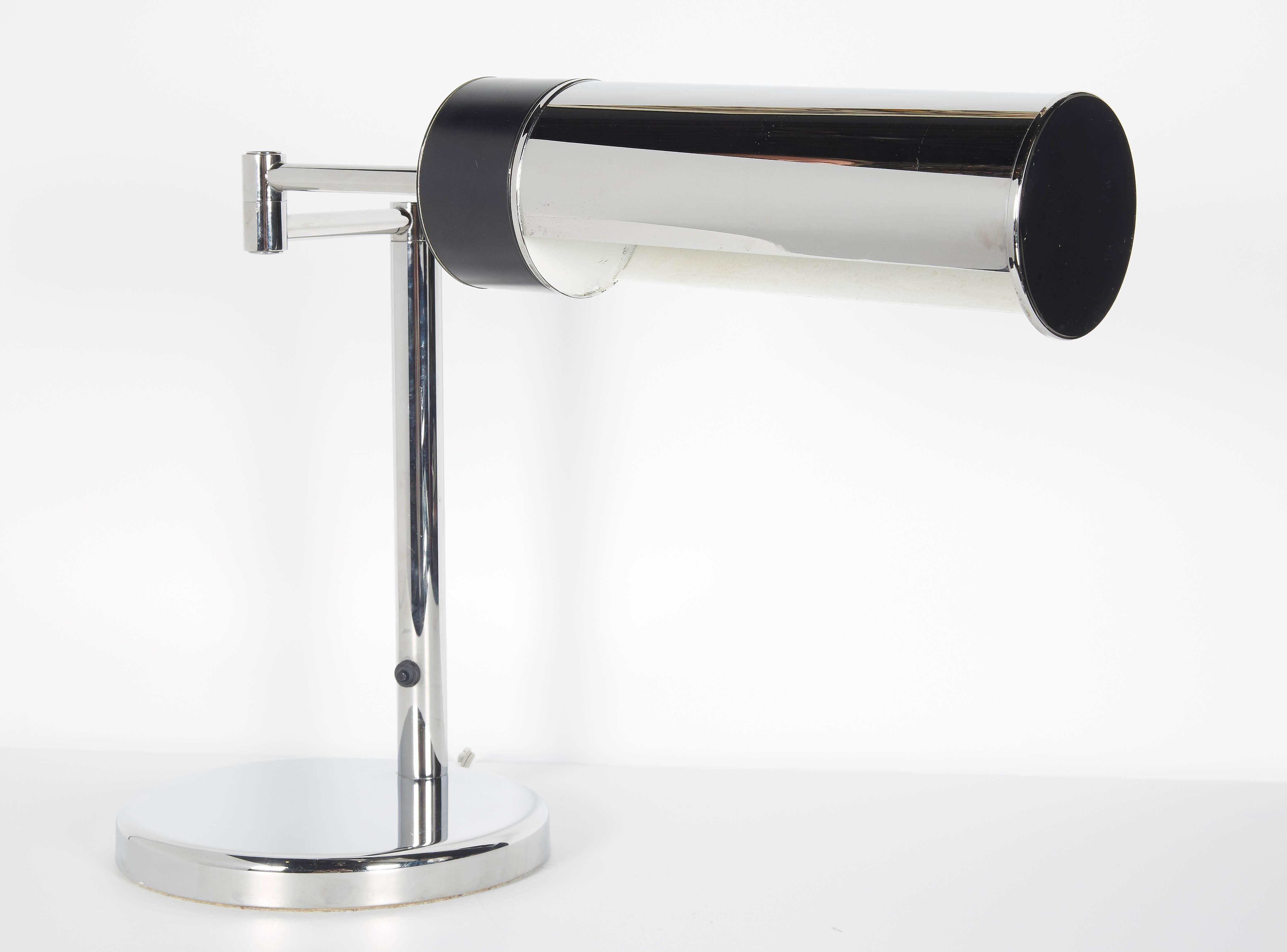 American Mid-Century Modern Chrome Desk Lamp with Swing Arm by Walter Von Nessen, 1960s