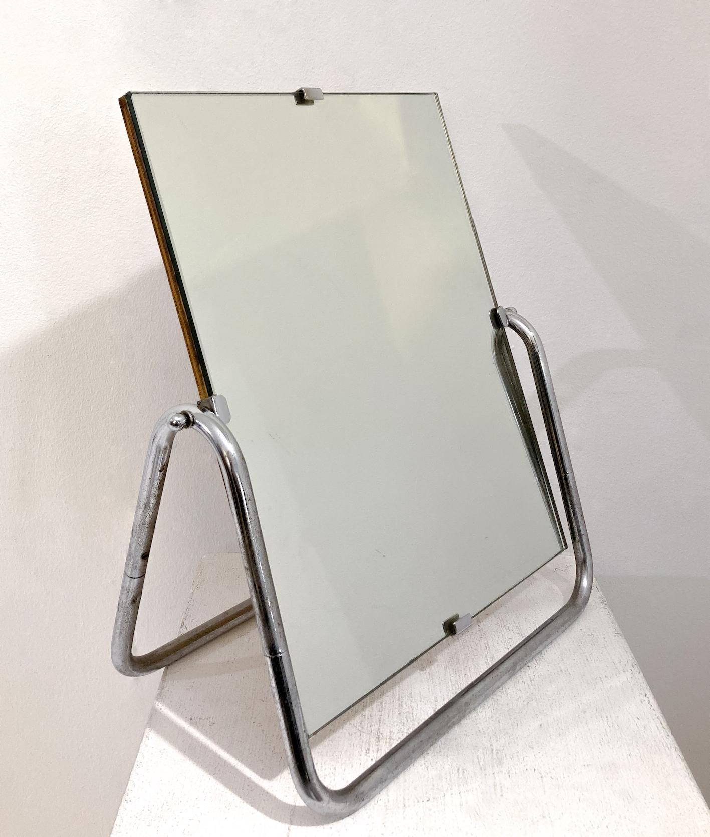 Mid-Century Modern Chrome Desk Mirror In Good Condition For Sale In Brussels, BE