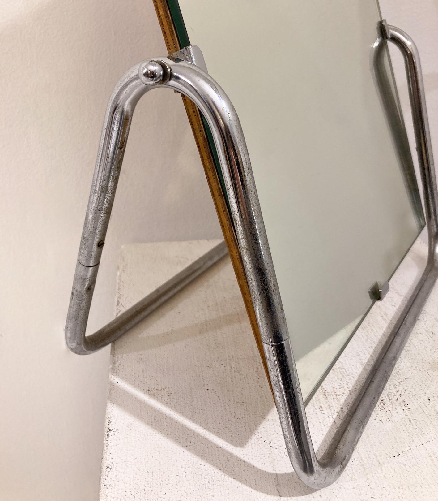 20th Century Mid-Century Modern Chrome Desk Mirror For Sale