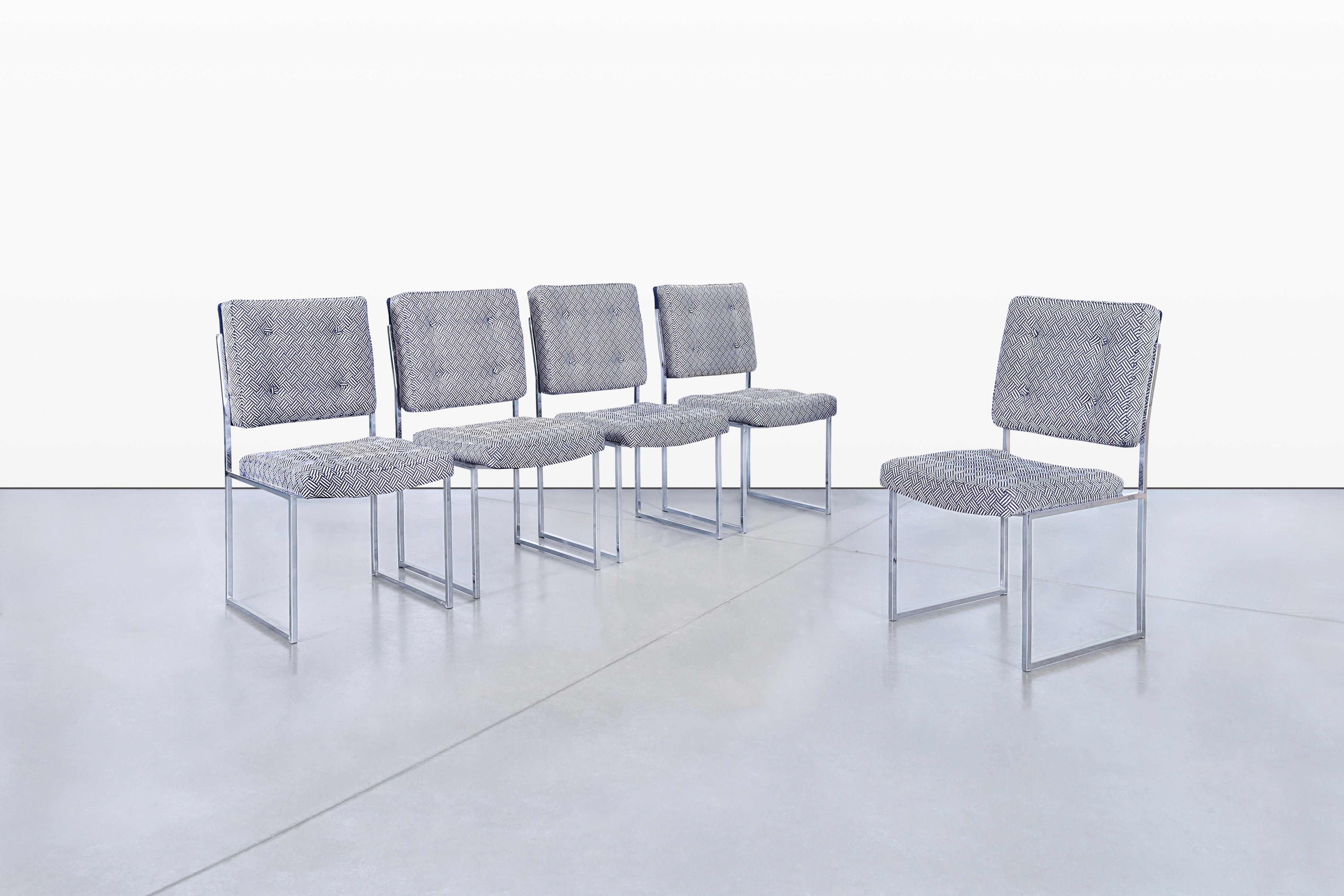 Late 20th Century Mid-Century Modern Chrome Dining Chairs After Milo Baughman For Sale