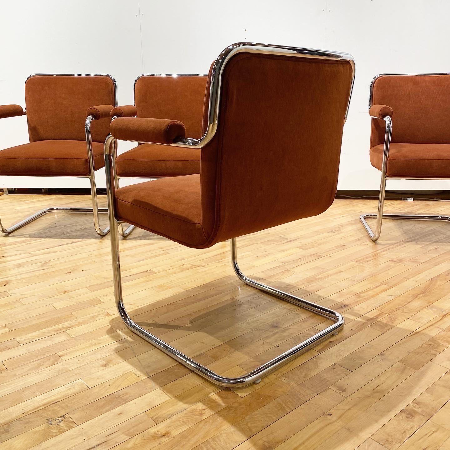 Velvet Mid-Century Modern Chrome Dining Chairs