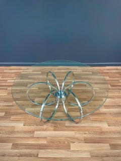 Mid-Century Modern Chrome Disc & Glass Coffee Table