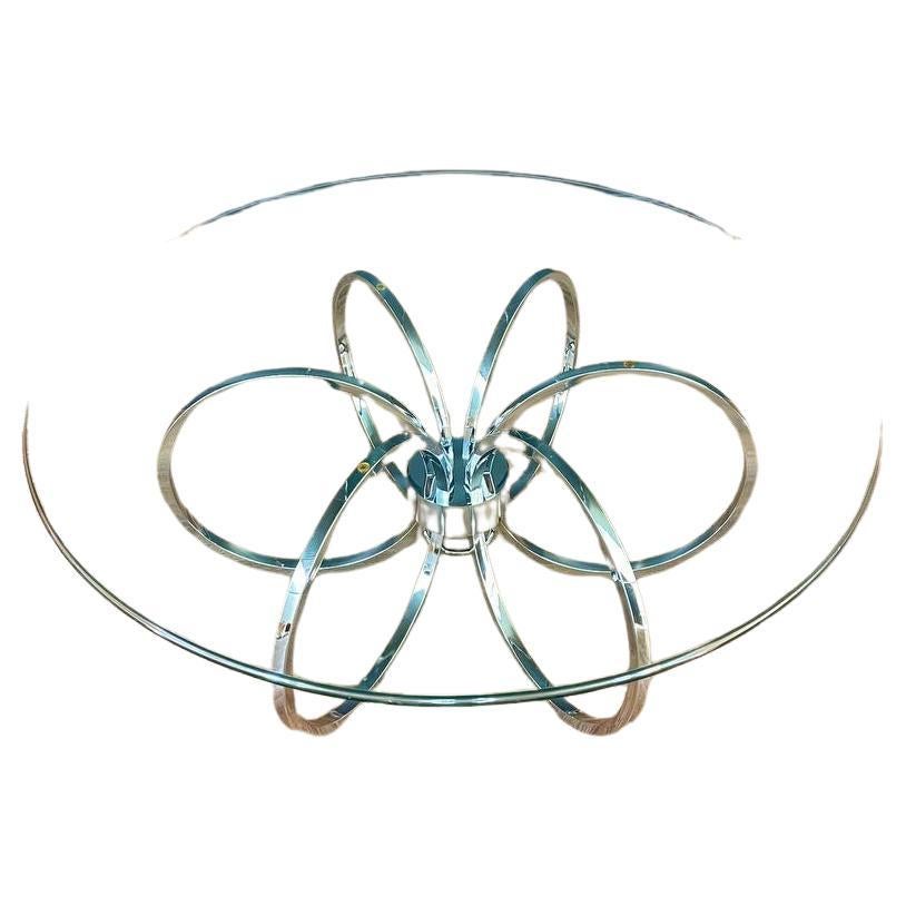 Table basse chromée et verre moderne du milieu du siècle dernier