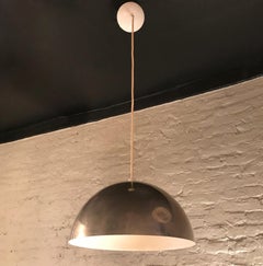 Mid-Century Modern Chrome Dome Pendant Light