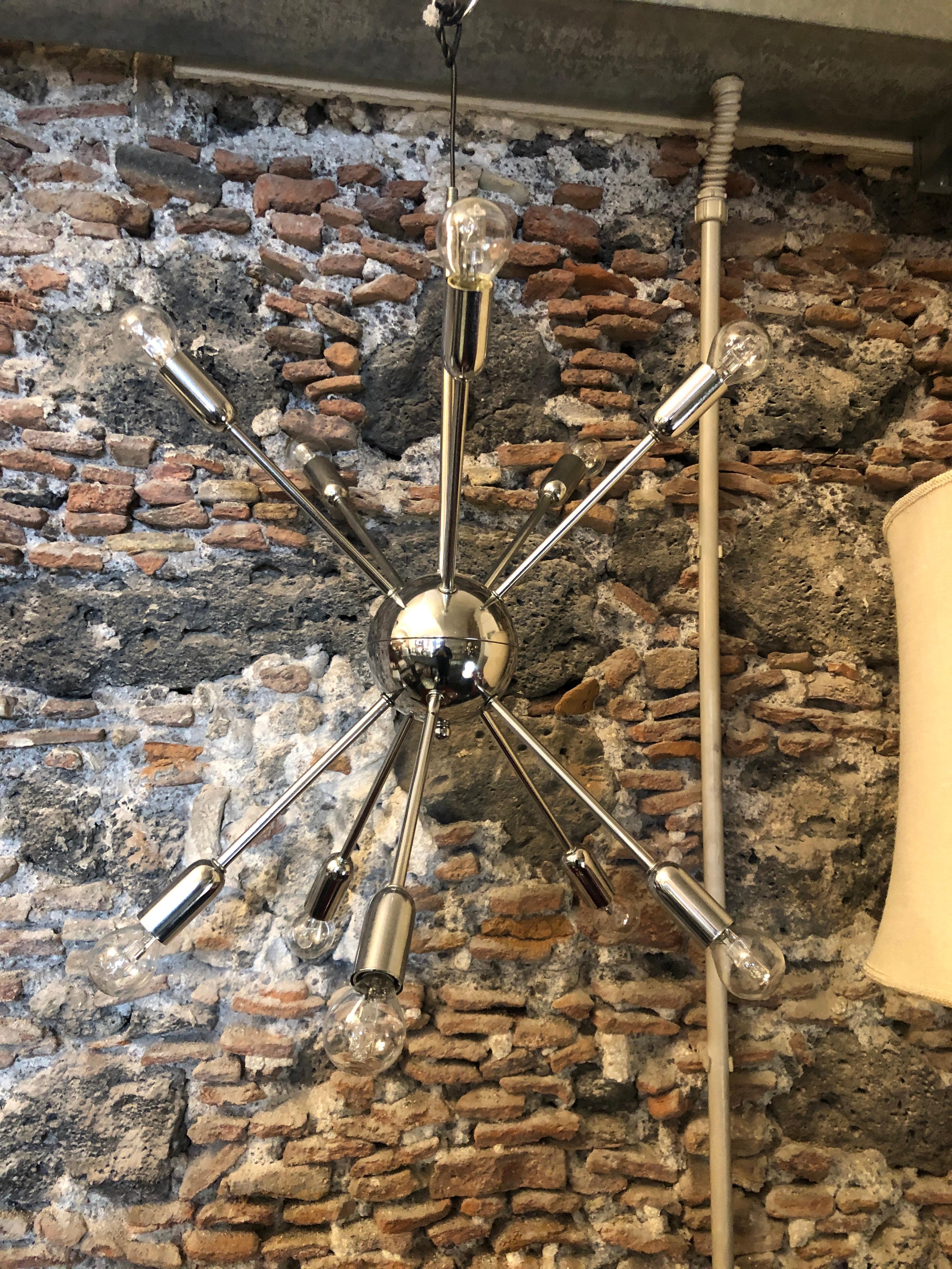 Mid-Century Modern Chrome English Sputnik Chandelier, circa 1980 In Good Condition In Aci Castello, IT