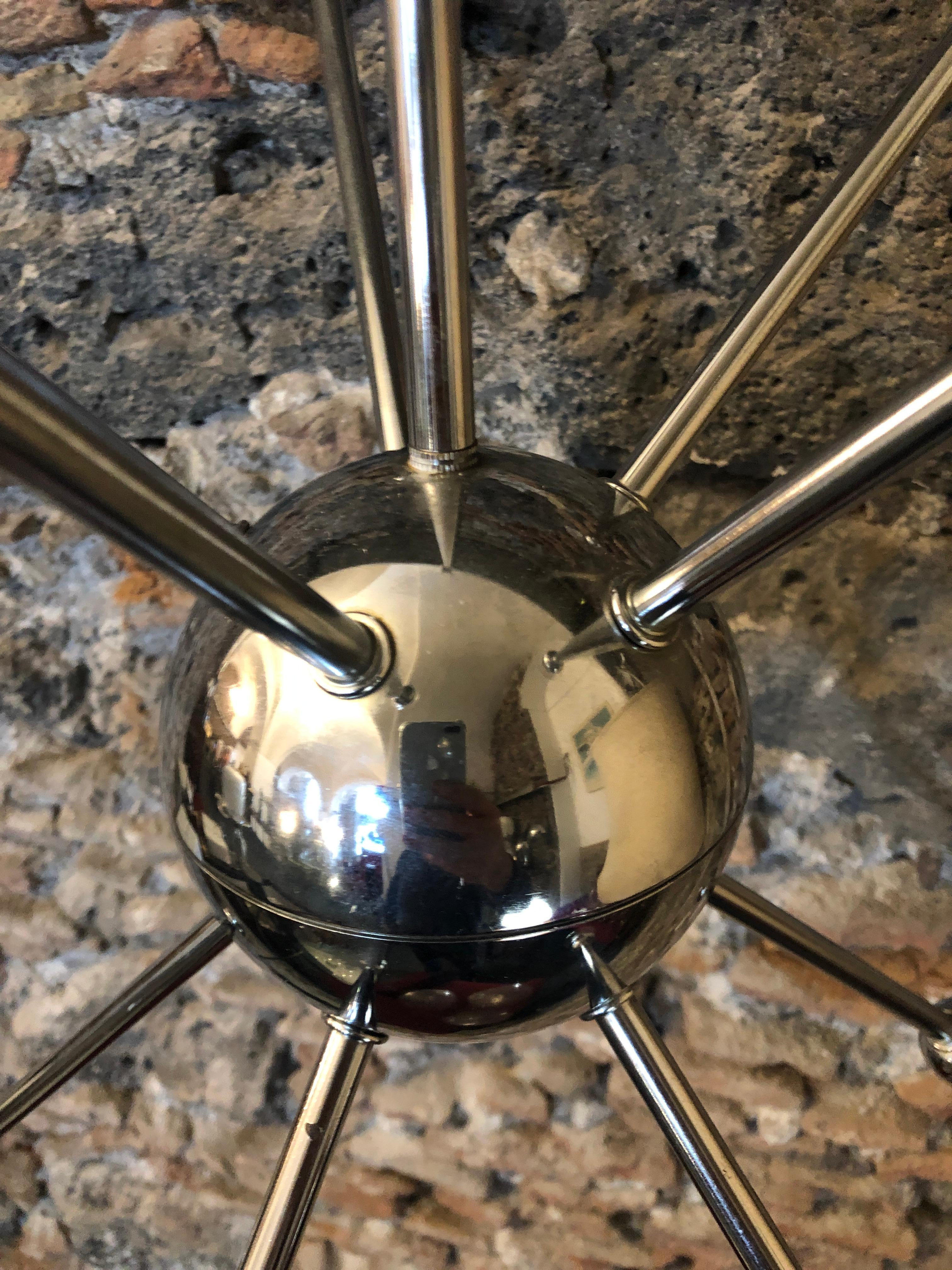 Mid-Century Modern Chrome English Sputnik Chandelier, circa 1980 2