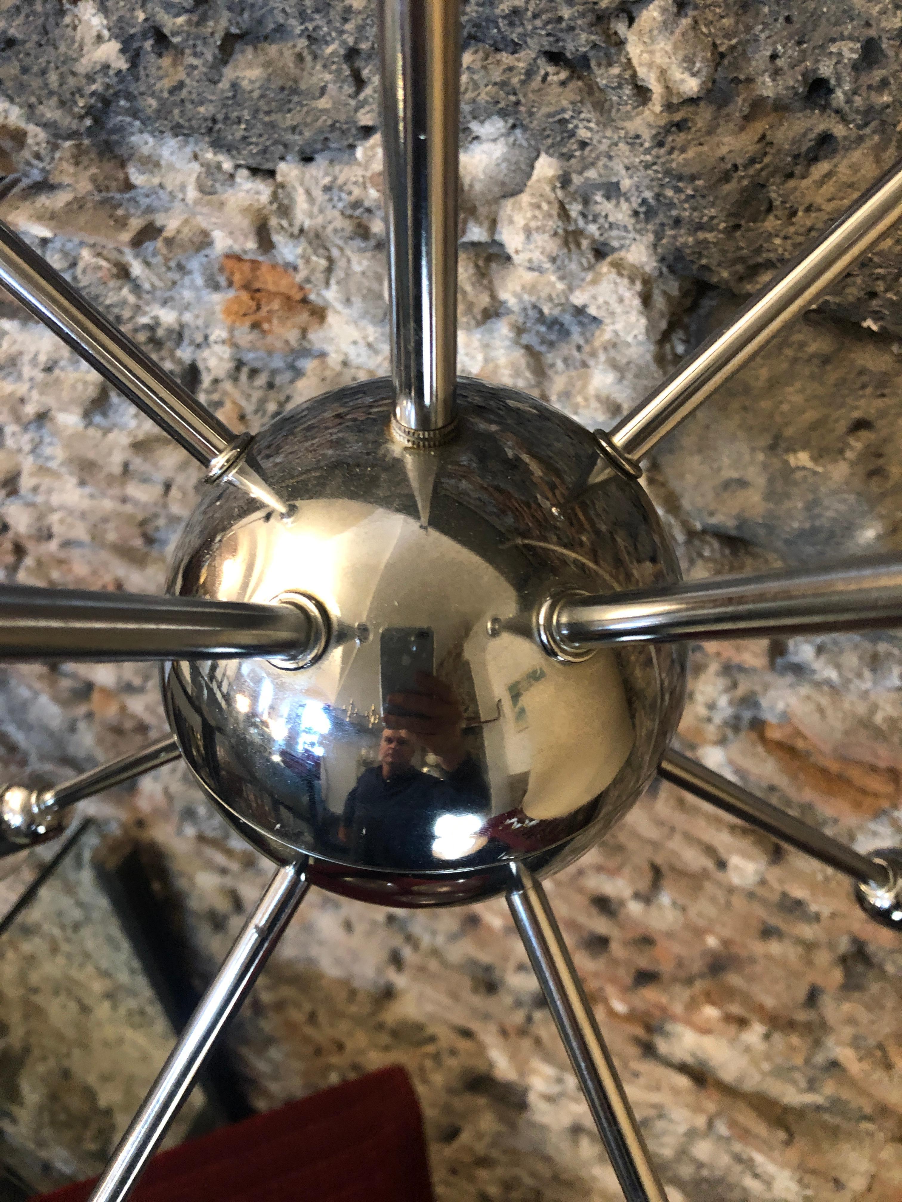 Mid-Century Modern Chrome English Sputnik Chandelier, circa 1980 3