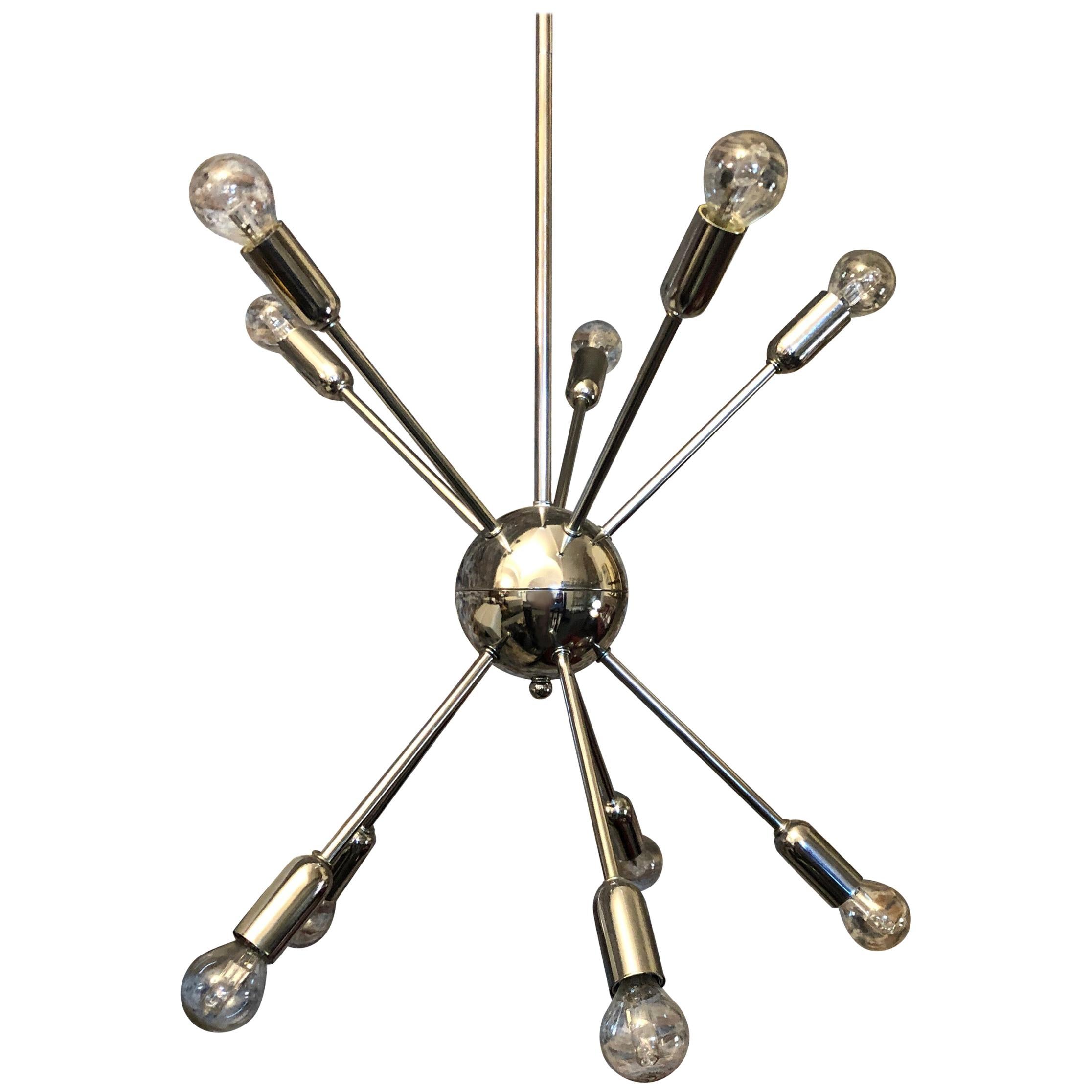 Mid-Century Modern Chrome English Sputnik Chandelier, circa 1980