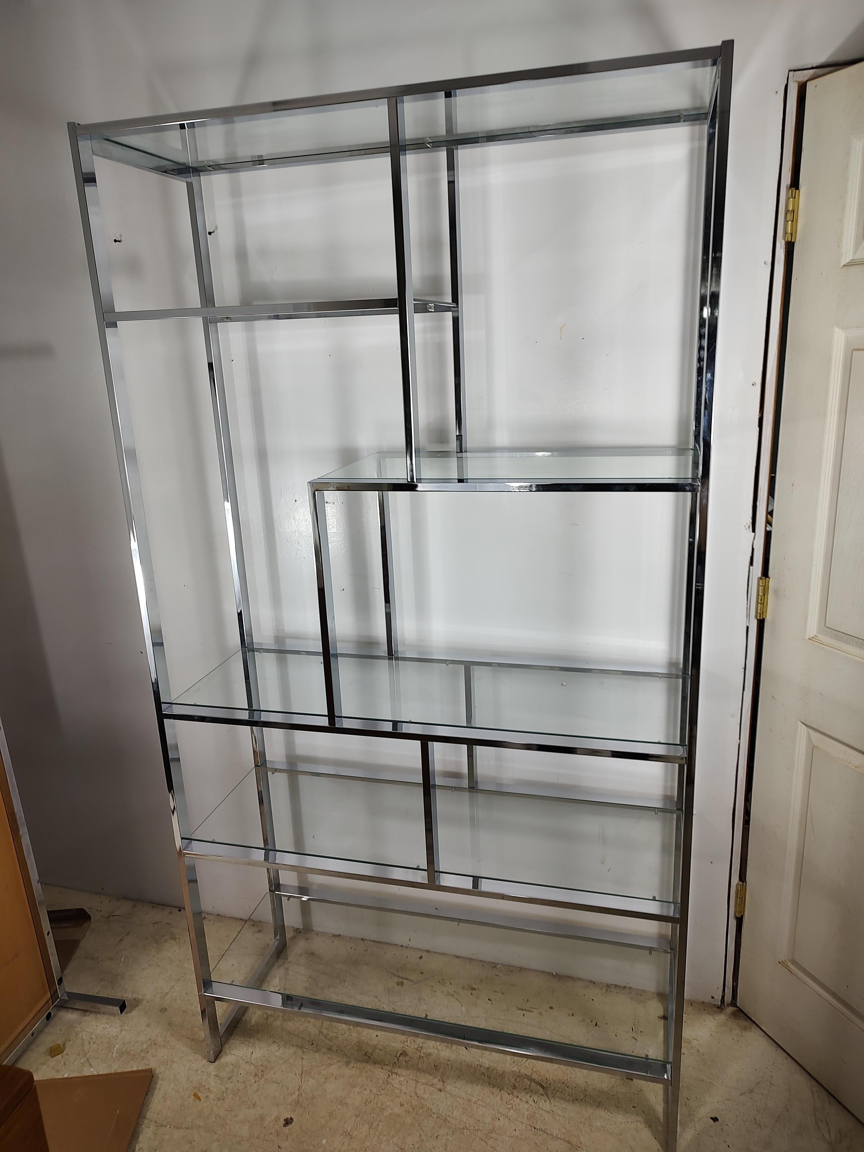 Mid Century Modern Chrome Etagere Attributed to Milo Baughman In Good Condition In Port Jervis, NY
