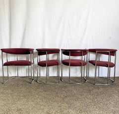 Mid Century Modern Chrome Faux Bamboo Dining Arm Chairs - Set of 4