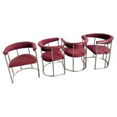 Sillones de comedor cromados de bambú sintético modernos de mediados de siglo - Juego de 4
