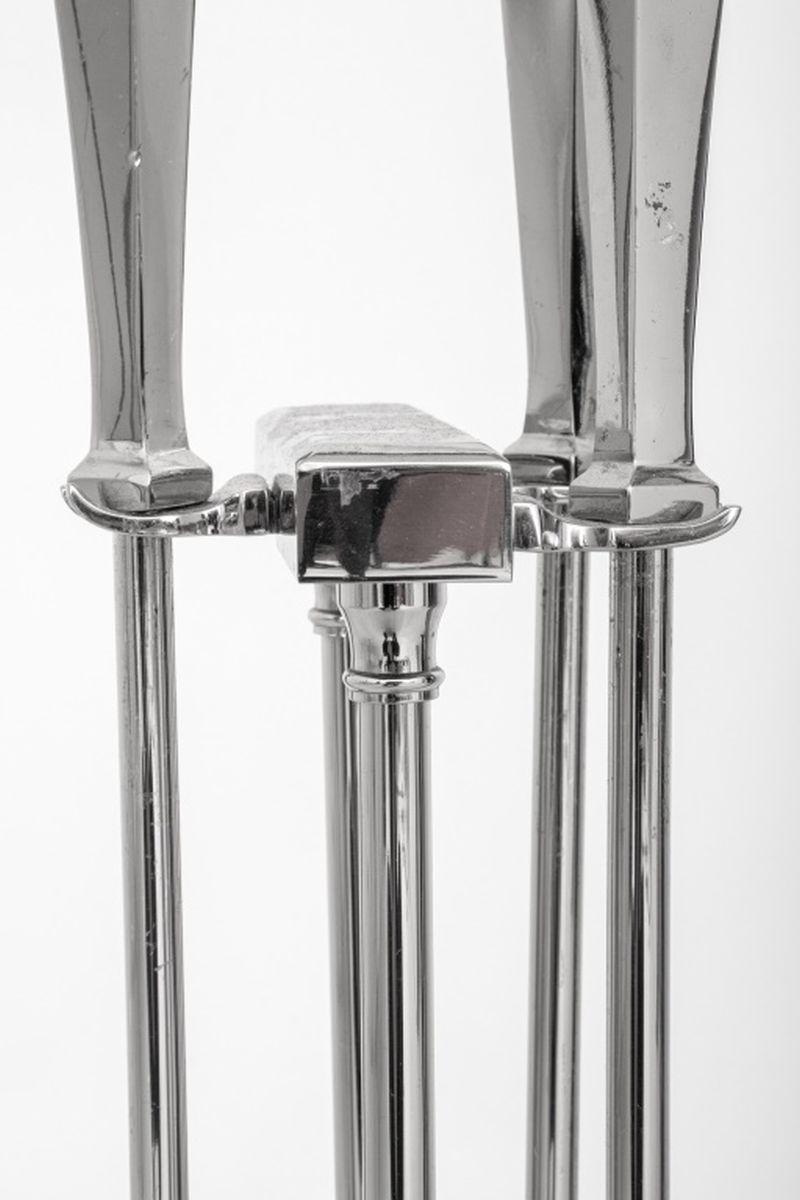 Mid-Century Modern Chrome Fireplace Tool Set For Sale 6