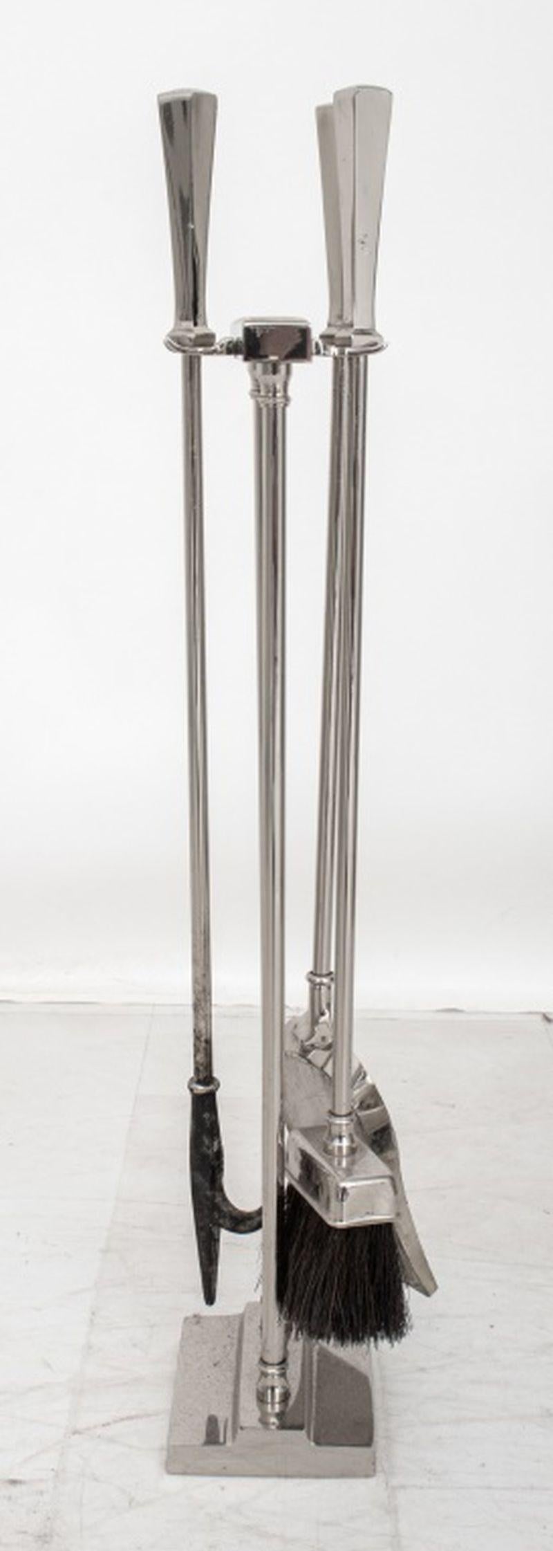 Mid-Century Modern Chrome Fireplace Tool Set For Sale 1