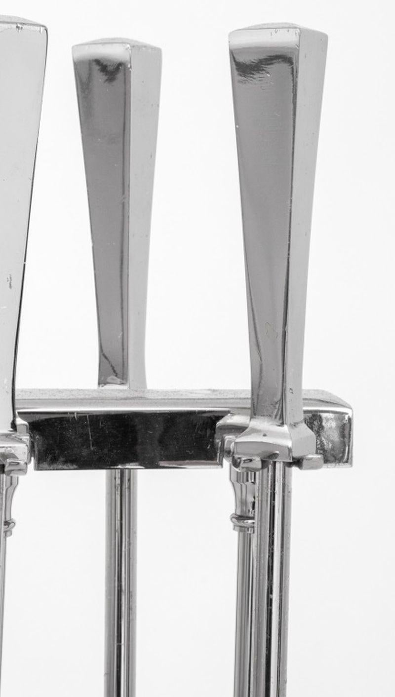 Mid-Century Modern Chrome Fireplace Tool Set For Sale 3