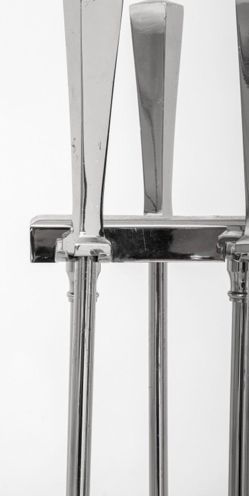 Mid-Century Modern Chrome Fireplace Tool Set For Sale 4