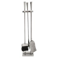 Mid-Century Modern Chrome Fireplace Tool Set