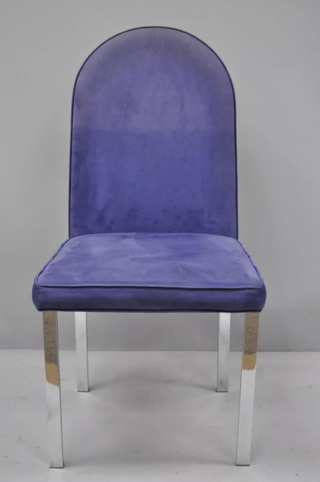 Mid-Century moderno Sedia da pranzo cromata piatta del Mid Century Modern Bar Side Chair attr. Tri Design/One (A) in vendita