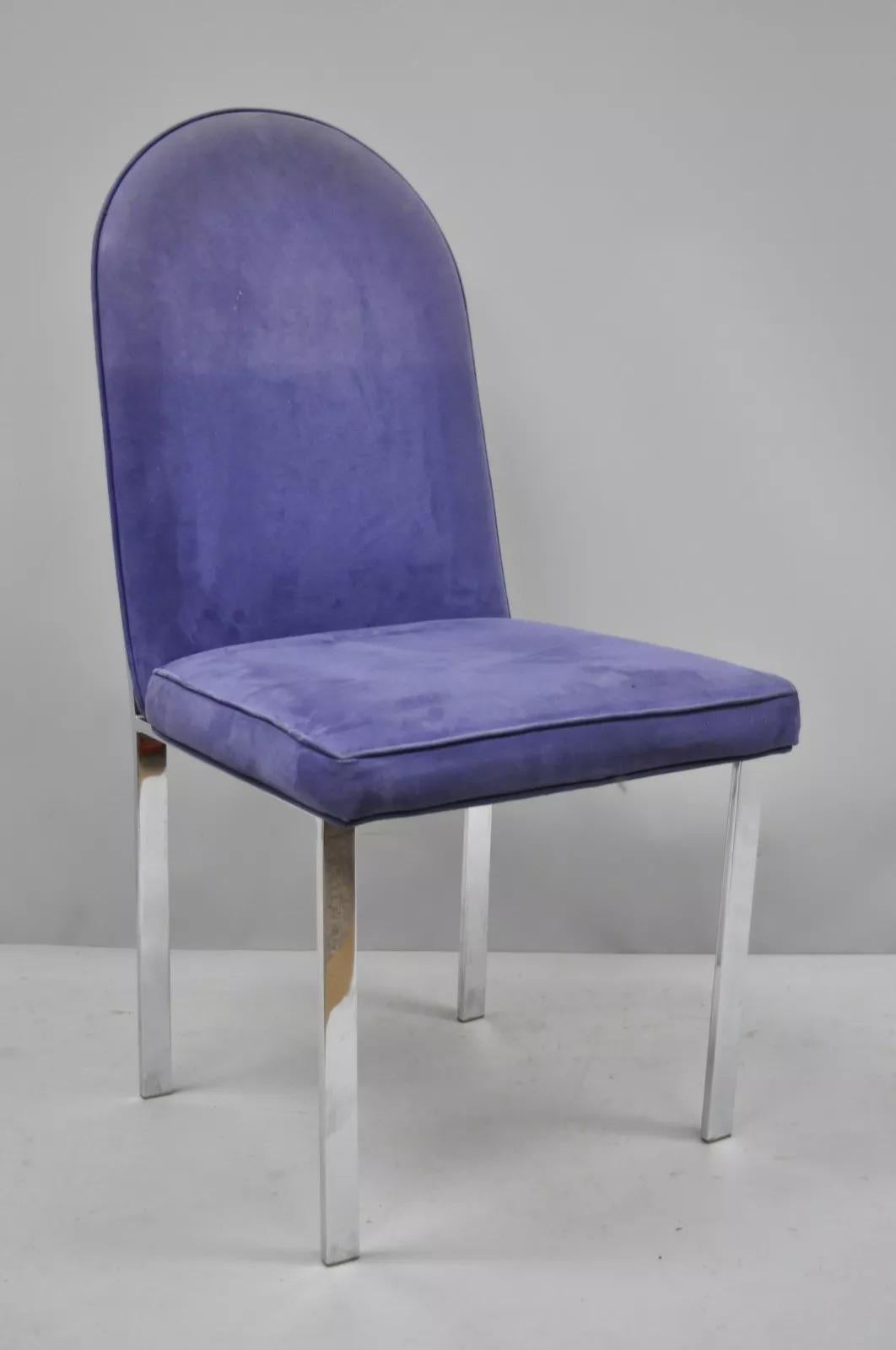 Sconosciuto Sedia da pranzo cromata piatta del Mid Century Modern Bar Side Chair attr. Tri Design/One (A) in vendita