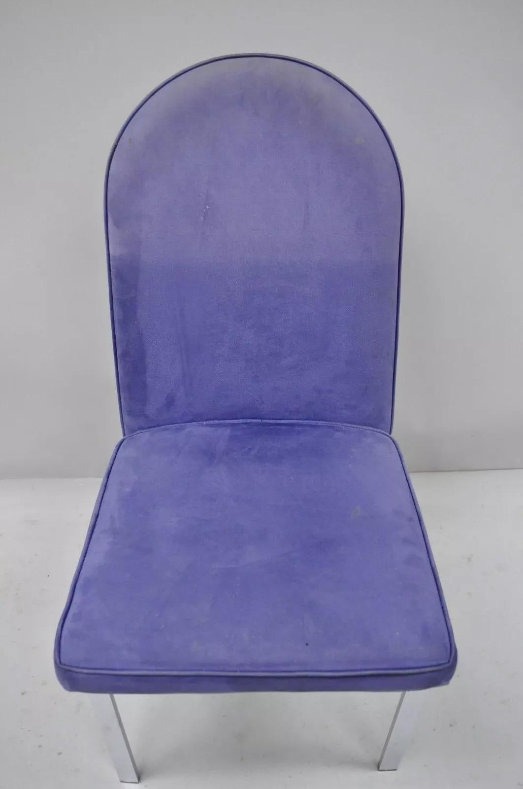 XX secolo Sedia da pranzo cromata piatta del Mid Century Modern Bar Side Chair attr. Tri Design/One (A) in vendita